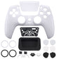 eXtremeRate LUNA Redesigned Replacement Front Shell with Touchpad Compatible with PS5 Controller BDM-010/020/030/040/050 - White Silver Carbon Fiber