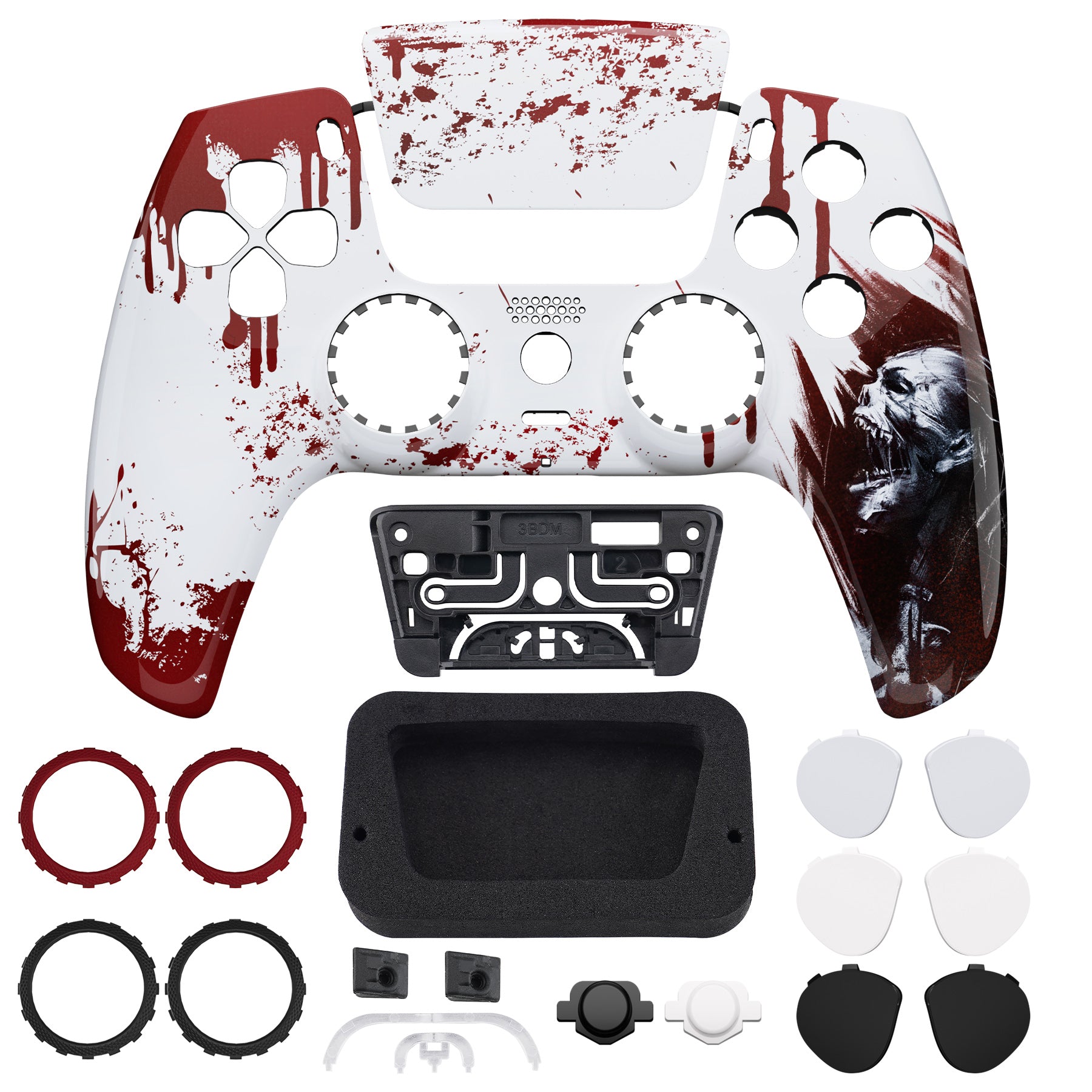 eXtremeRate LUNA Redesigned Replacement Front Shell with Touchpad  Compatible with PS5 Controller BDM-010/020/030/040 - Blood Zombie