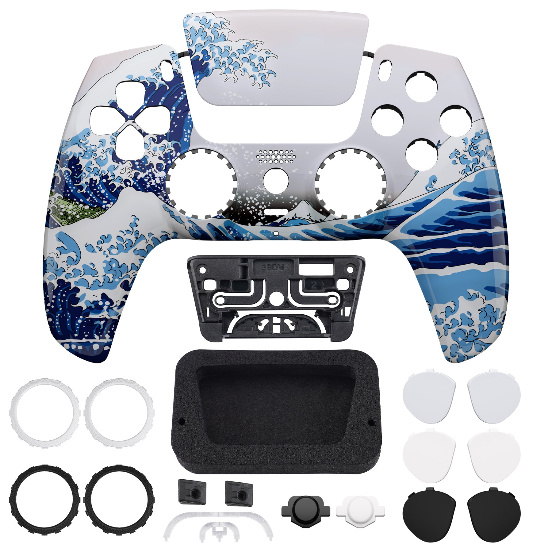 eXtremeRate LUNA Redesigned Replacement Front Shell with Touchpad  Compatible with PS5 Controller BDM-010/020/030/040 - The Great Wave