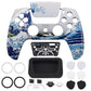 eXtremeRate LUNA Redesigned Replacement Front Shell with Touchpad Compatible with PS5 Controller BDM-010/020/030/040/050 - The Great Wave