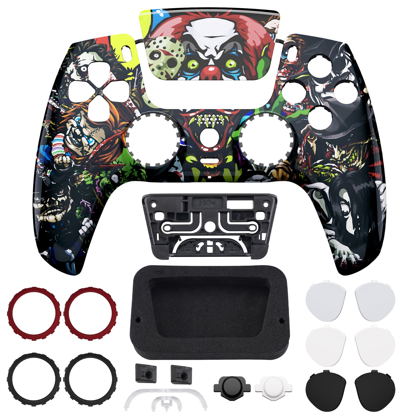 eXtremeRate LUNA Redesigned Replacement Front Shell with Touchpad Compatible with PS5 Controller BDM-010/020/030/040/050 - Scary Party