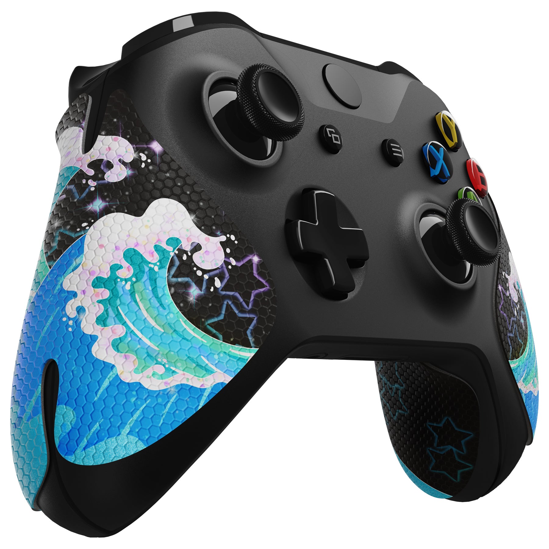 eXtremeRate Retail Shimmering Waves Anti-Skid Sweat-Absorbent Controller Grip for Xbox One S & X, Xbox One Controller, Professional Textured Soft Rubber Pads Handle Grips for Xbox One, Xbox One S/X Controller - GX00168