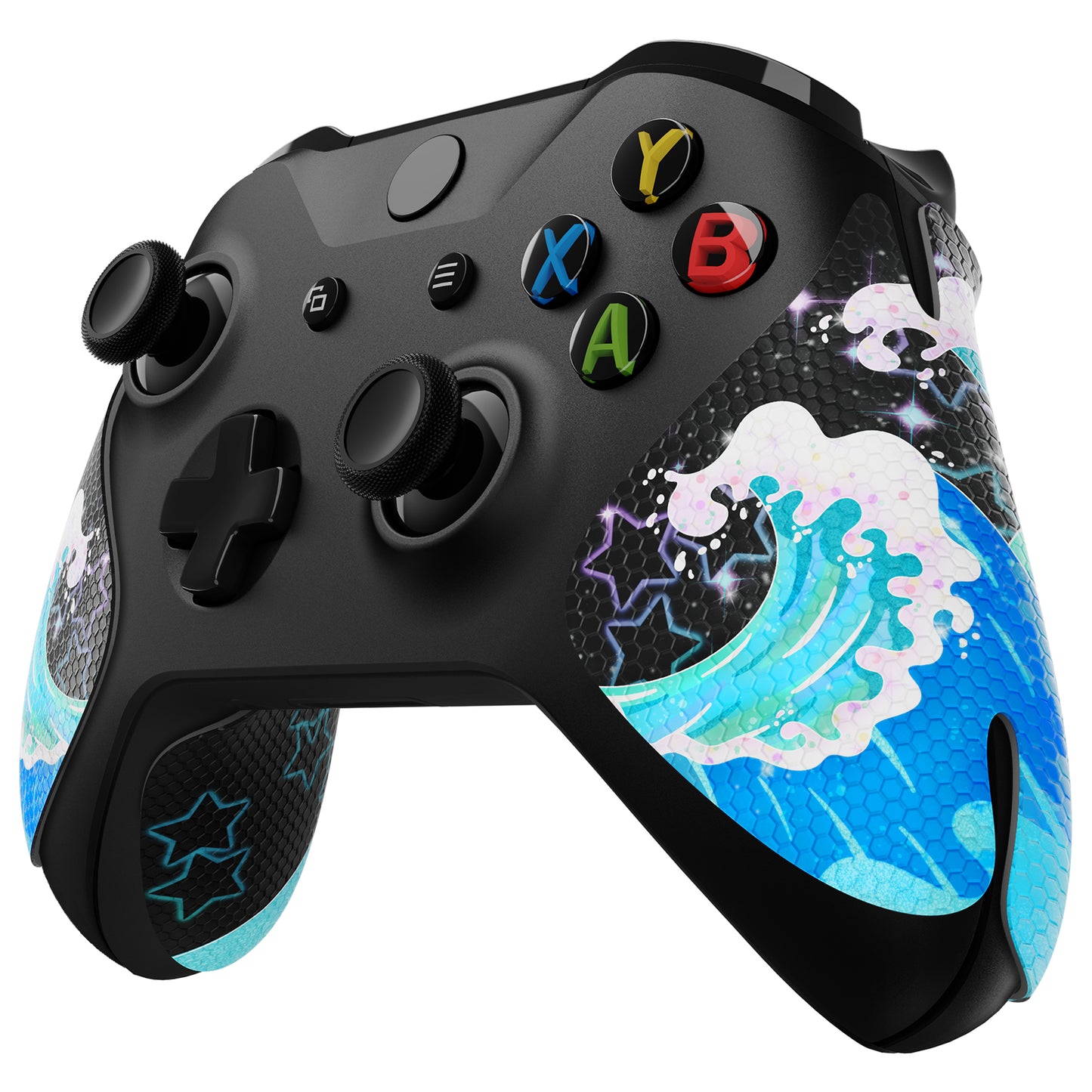 eXtremeRate Retail Shimmering Waves Anti-Skid Sweat-Absorbent Controller Grip for Xbox One S & X, Xbox One Controller, Professional Textured Soft Rubber Pads Handle Grips for Xbox One, Xbox One S/X Controller - GX00168