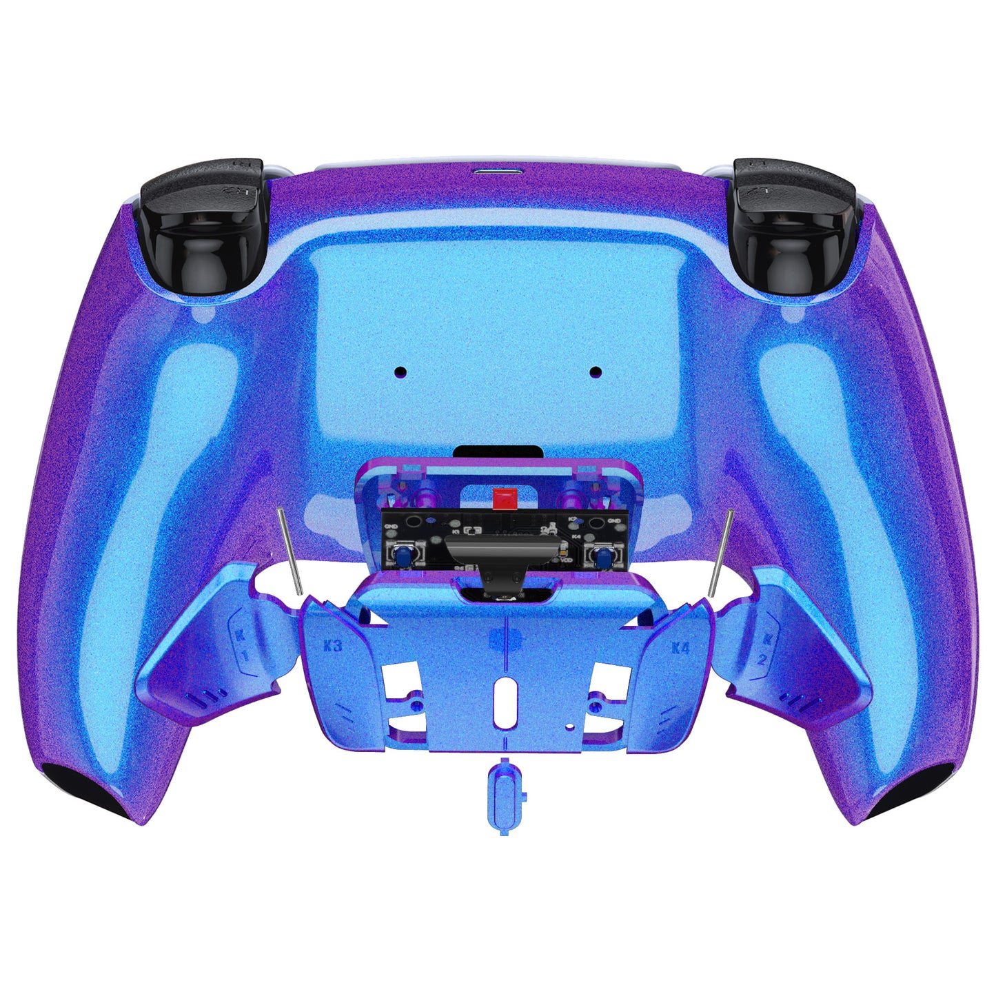 eXtremeRate Retail Chameleon Purple Blue Remappable RISE4 Remap Kit for PS5 Controller BDM-030, Upgrade Board & Redesigned Back Shell & 4 Back Buttons for PS5 Controller - Controller NOT Included - YPFP3008G3