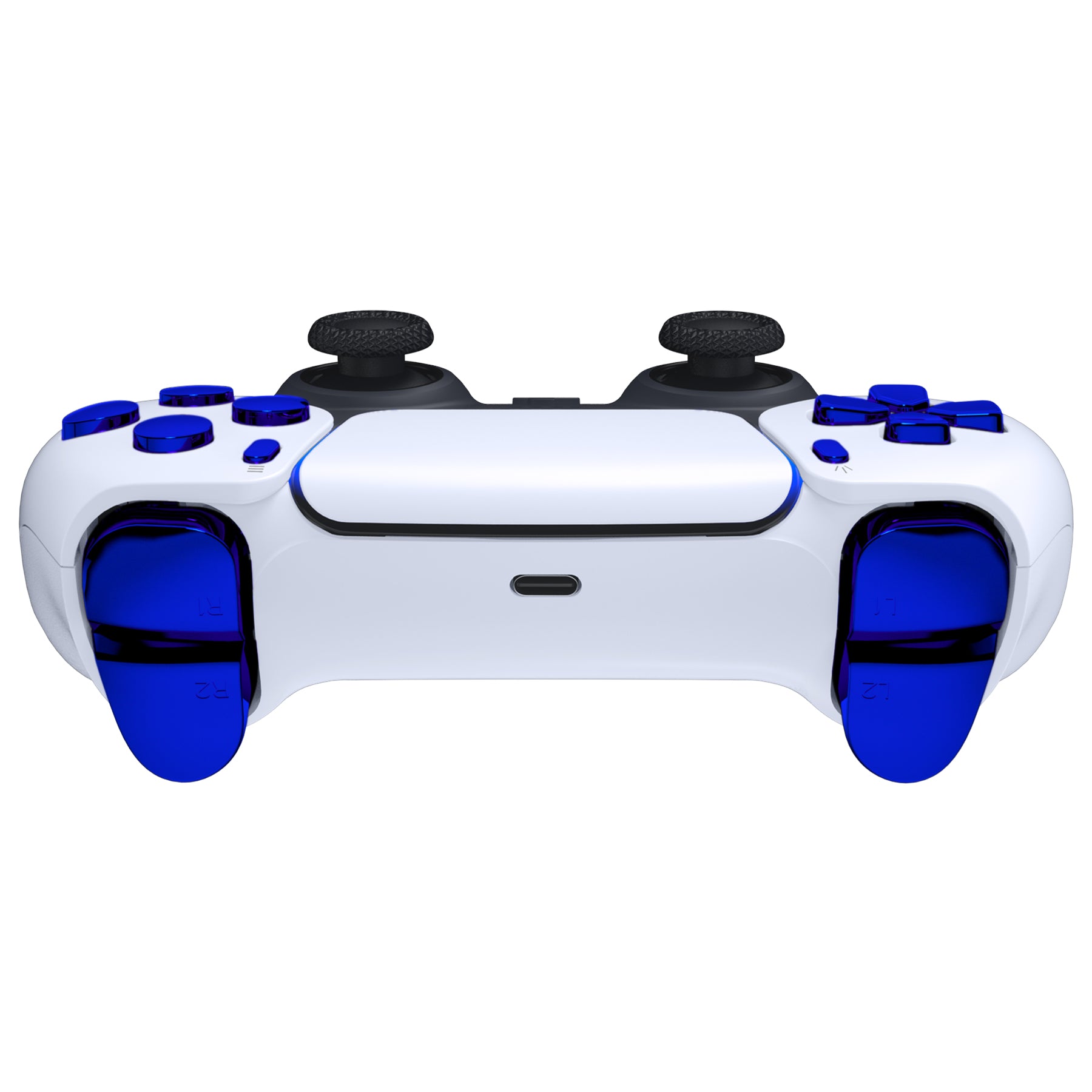 eXtremeRate Replacement Full Set Buttons Compatible with PS5 Controller BDM-030/040 - Chrome Blue eXtremeRate