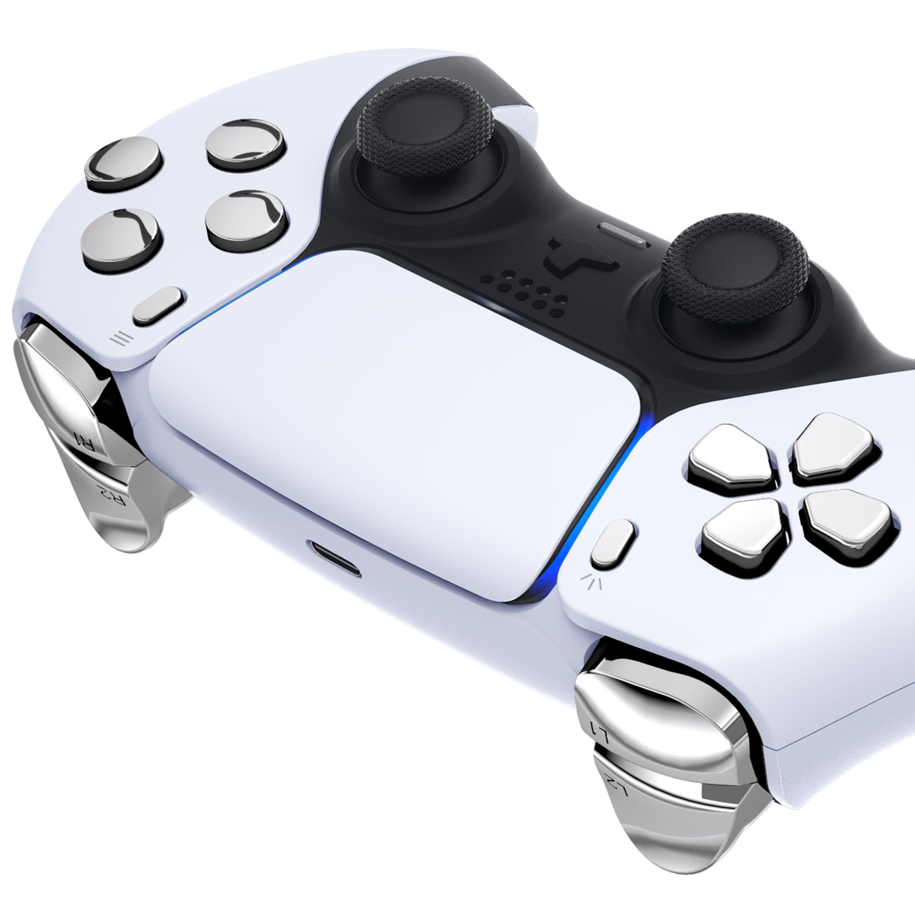 eXtremeRate Replacement Full Set Buttons Compatible with PS5 Controller  BDM-030/040 - Chrome Silver