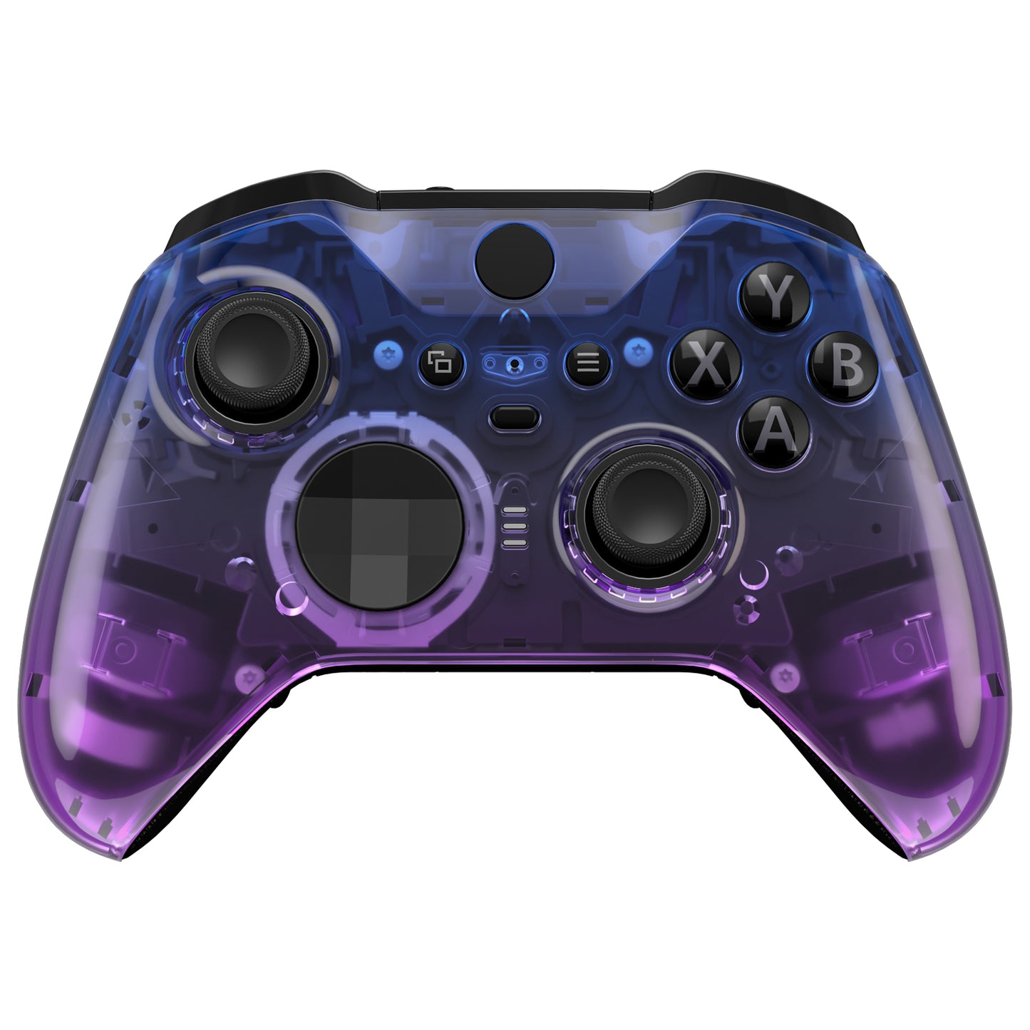 eXtremeRate Retail Gradient Translucent Bluebell Faceplate Cover, Glossy Front Housing Shell Case Replacement Kit for Xbox One Elite Series 2 Controller (Model 1797 and Core Model 1797) - Thumbstick Accent Rings Included - ELP334