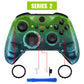 eXtremeRate Retail Gradient Translucent Green Blue Faceplate Cover, Glossy Front Housing Shell Case Replacement Kit for Xbox One Elite Series 2 Controller (Model 1797 and Core Model 1797) - Thumbstick Accent Rings Included - ELP336