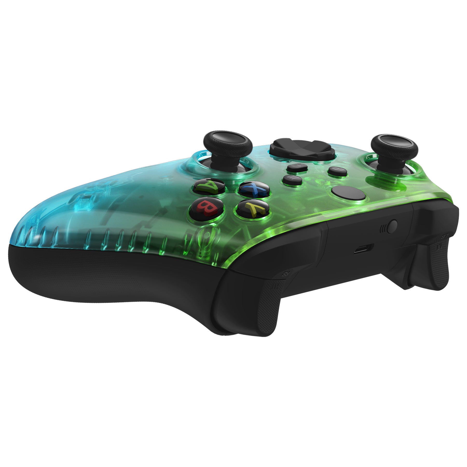 eXtremeRate Replacement Front Housing Shell for Xbox Series X & S  Controller - Gradient Translucent Green Blue