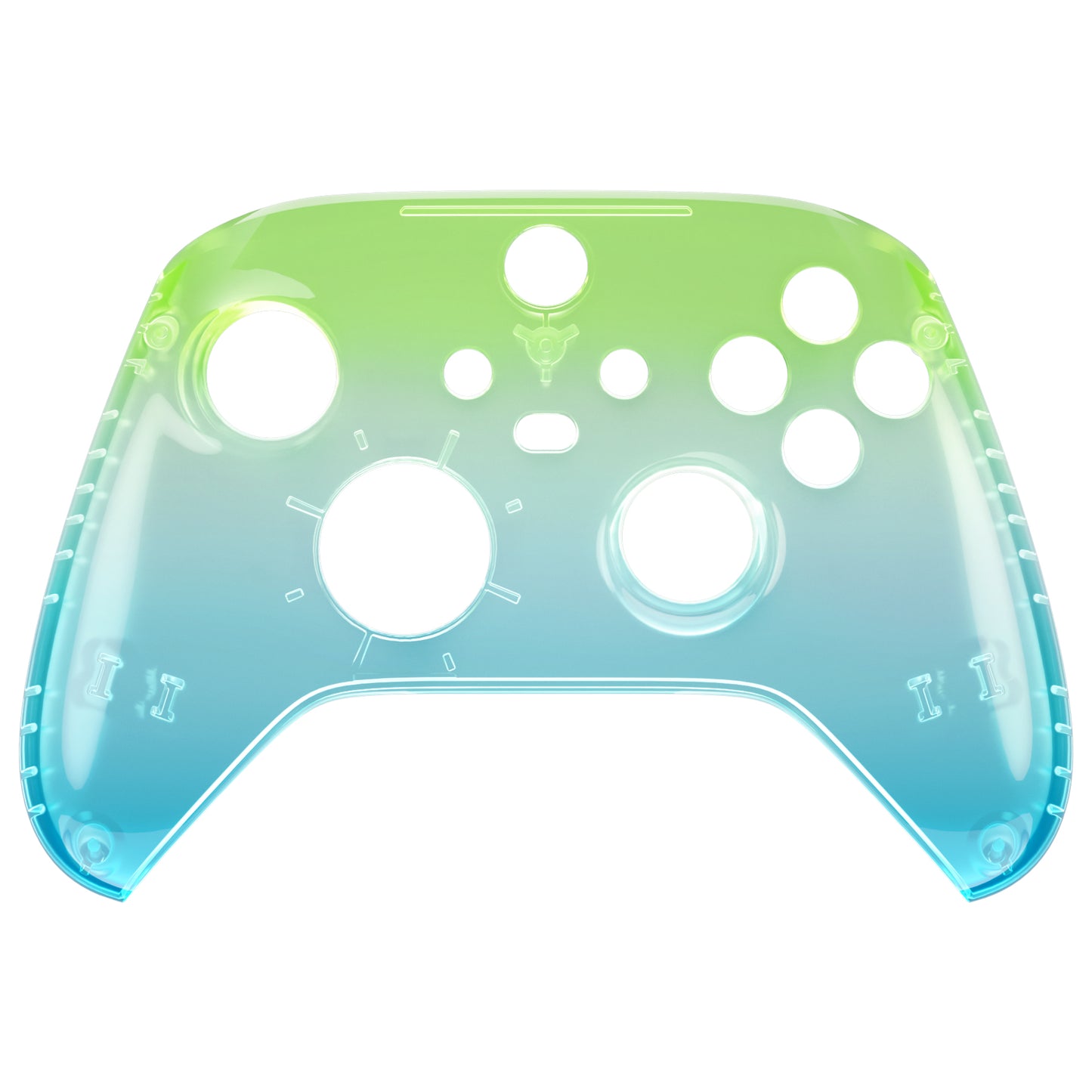eXtremeRate Retail Gradient Translucent Green Blue Replacement Front Housing Shell for Xbox Series X Controller, Custom Cover Faceplate for Xbox Series S Controller - Controller NOT Included - FX3P355
