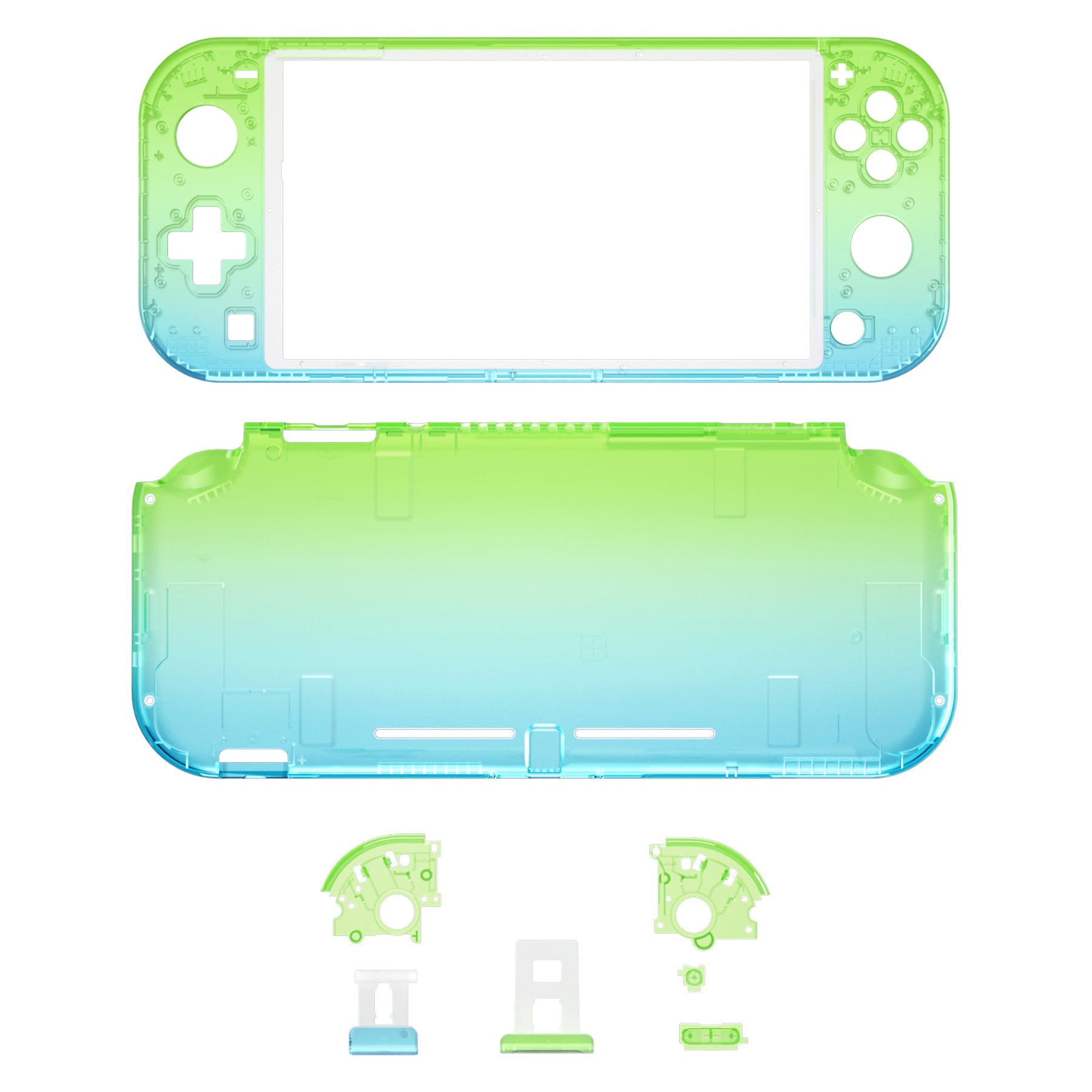 eXtremeRate Retail Gradient Translucent Green Blue DIY Replacement Shell for Nintendo Switch Lite, NSL Handheld Controller Housing with Screen Protector, Custom Case Cover for Nintendo Switch Lite - DLP319