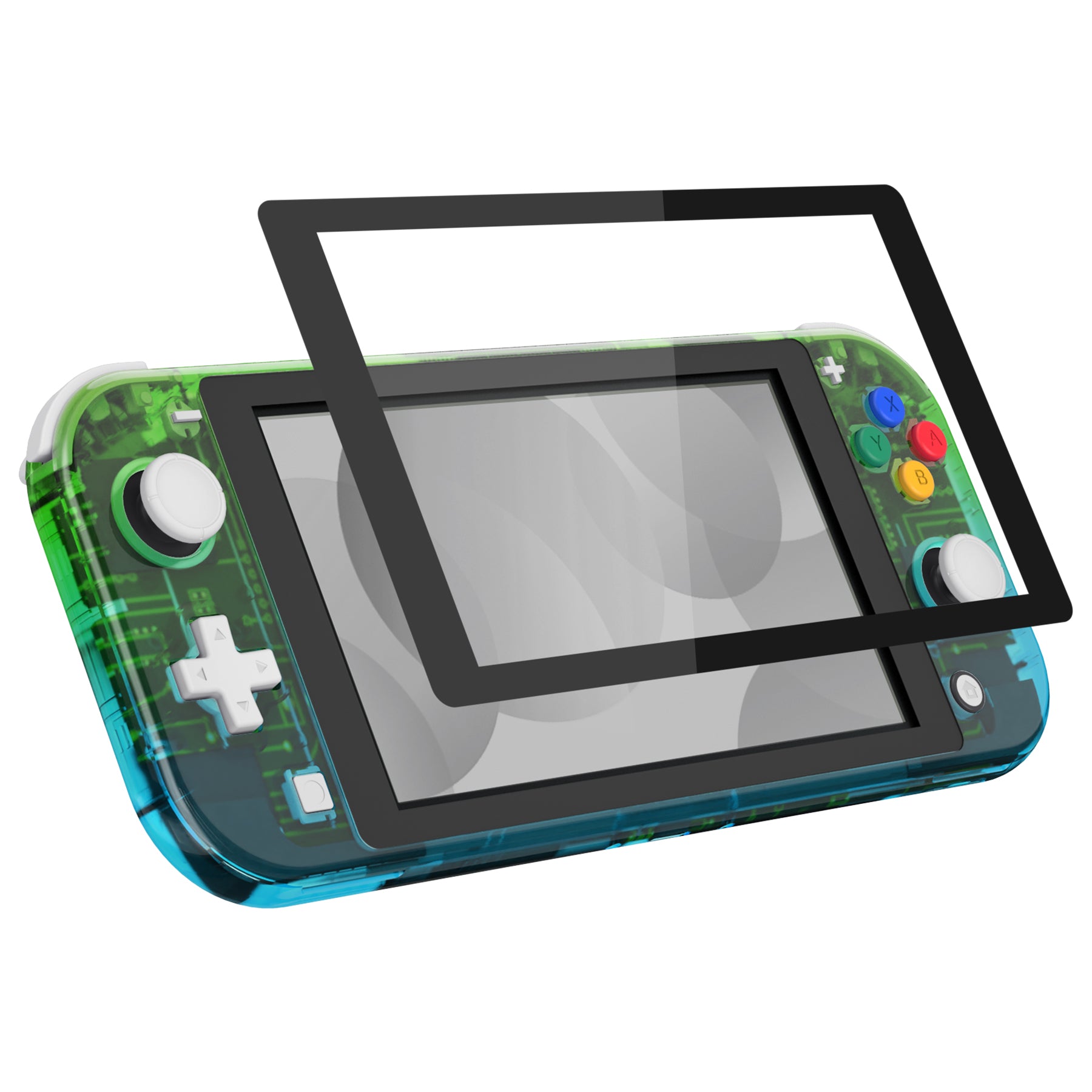 eXtremeRate Replacement Housing Shell for with Screen Protector for  Nintendo Switch Lite - Gradient Translucent Green Blue