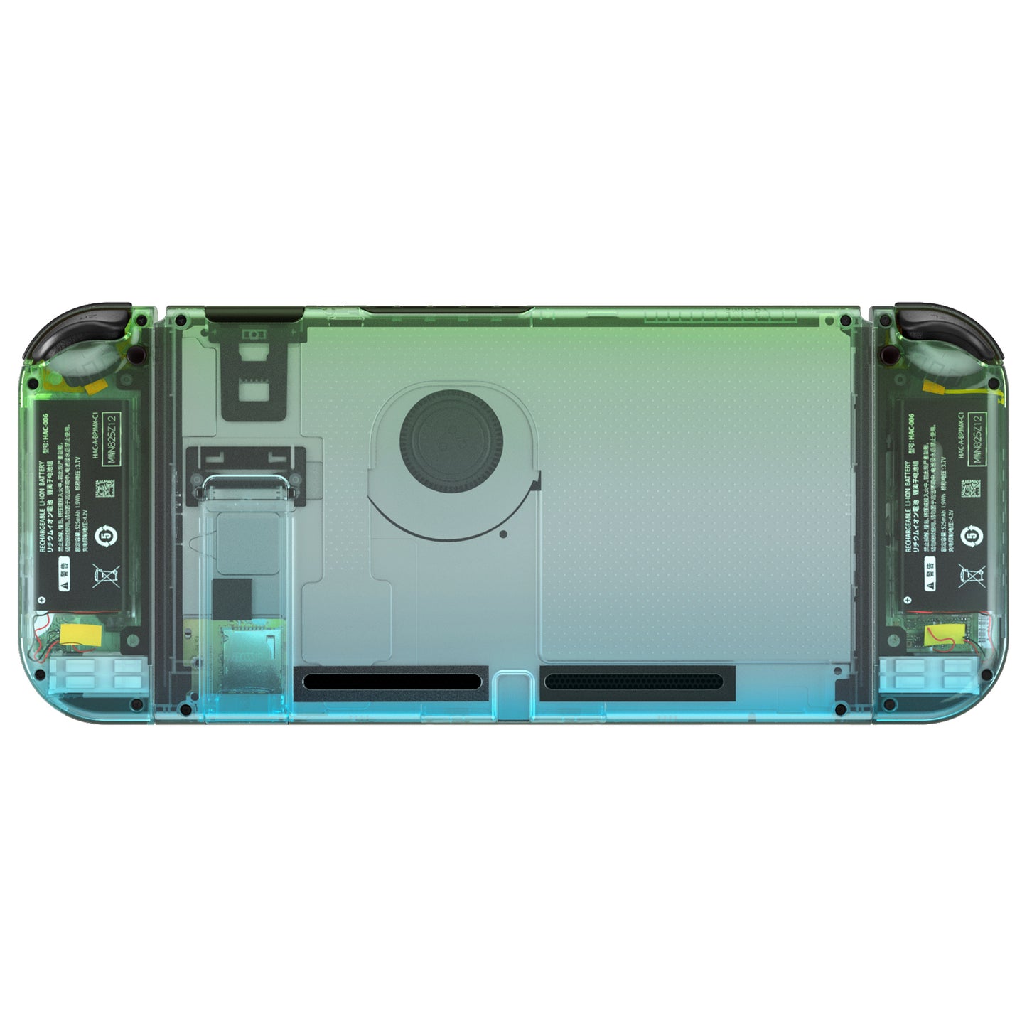 eXtremeRate Retail Clear Gradient Translucent Green Blue Back Plate for NS Switch Console, NS Joycon Handheld Controller Housing with Full Set Buttons, DIY Replacement Shell for Nintendo Switch - QP344