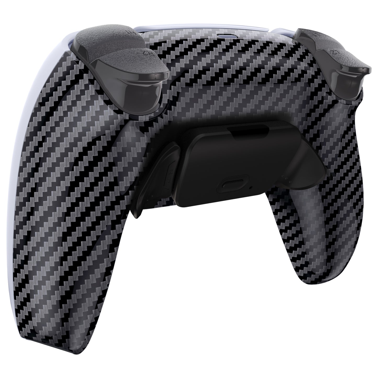 eXtremeRate Retail Graphite Carbon Fiber Pattern Back Paddles Remappable RISE Remap Kit for PS5 Controller BDM-030, Upgrade Board & Redesigned Back Shell & Back Buttons Attachment for PS5 Controller - Controller NOT Included - XPFS2002G3