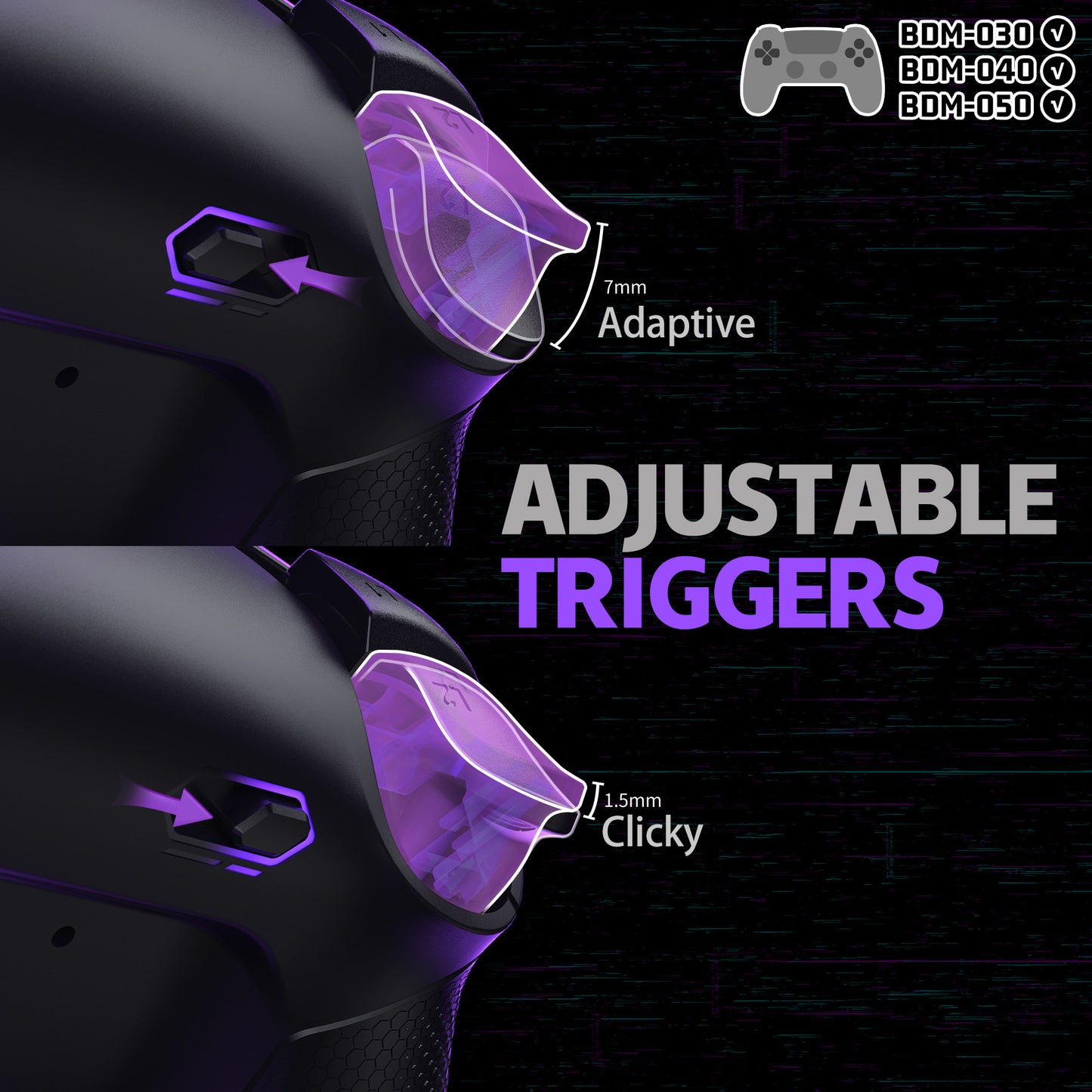 eXtremeRate RISE4 Plus MAX Back Paddles Kit with Clicky Trigger Stops & Rubberized Grip for PS5 Controller BDM-030/040 /050 - Rubberized Black