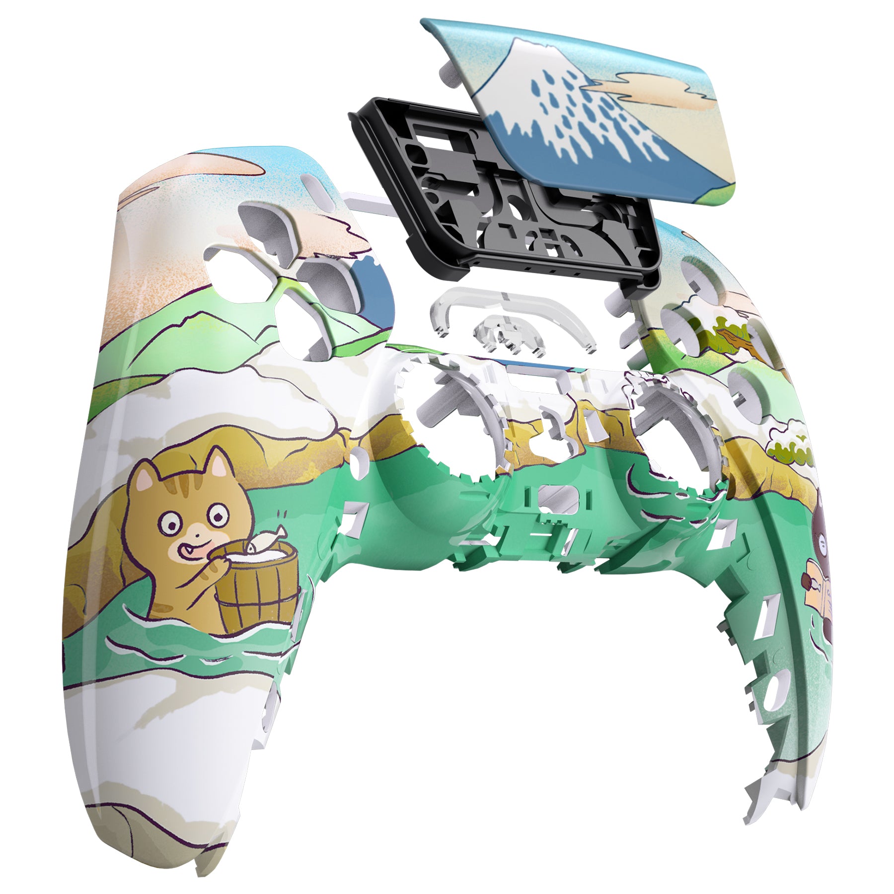 eXtremeRate Retail Hot Spring Kitties Front Housing Shell Compatible with ps5 Controller BDM-010 BDM-020 BDM-030, DIY Replacement Shell Custom Touch Pad Cover Compatible with ps5 Controller - ZPFR007G3