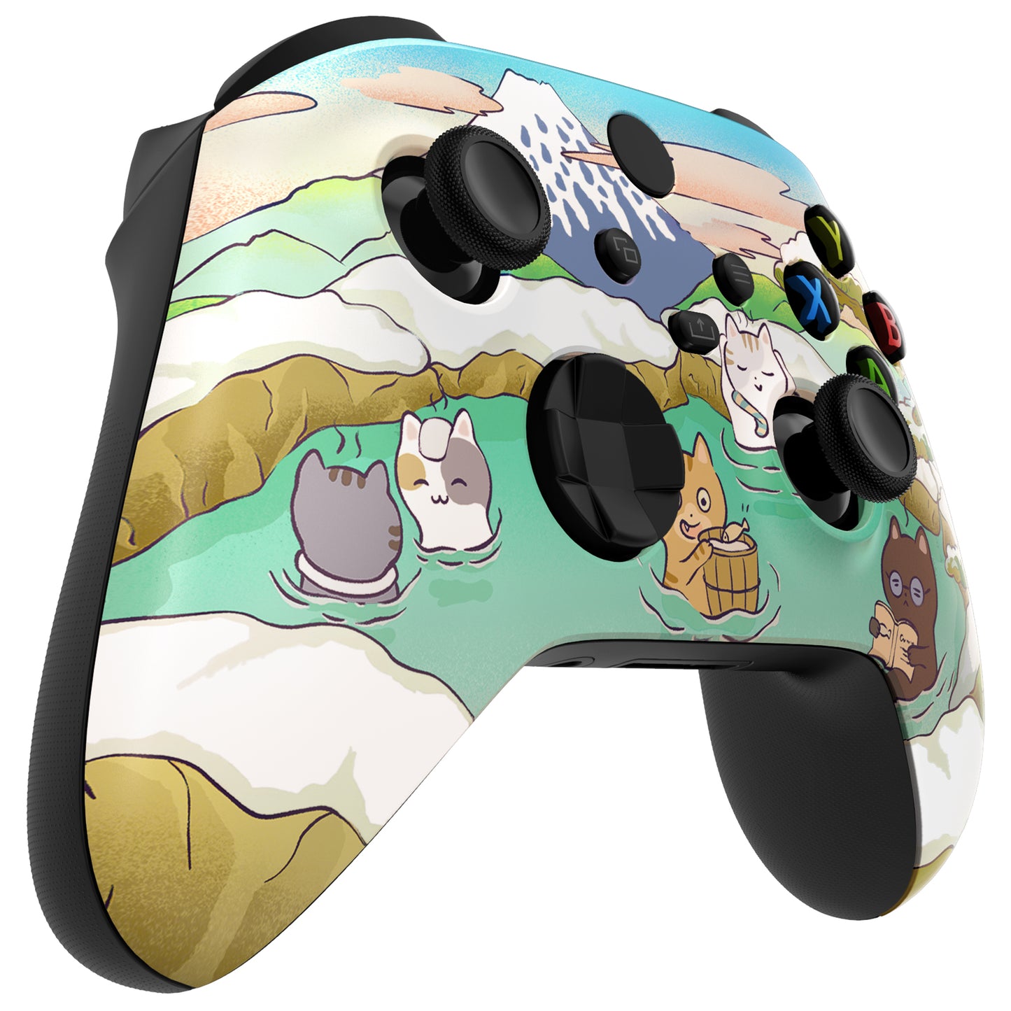 eXtremeRate Retail Hot Spring Kitties Replacement Part Faceplate, Soft Touch Grip Housing Shell Case for Xbox Series S & Xbox Series X Controller Accessories - Controller NOT Included - FX3R007