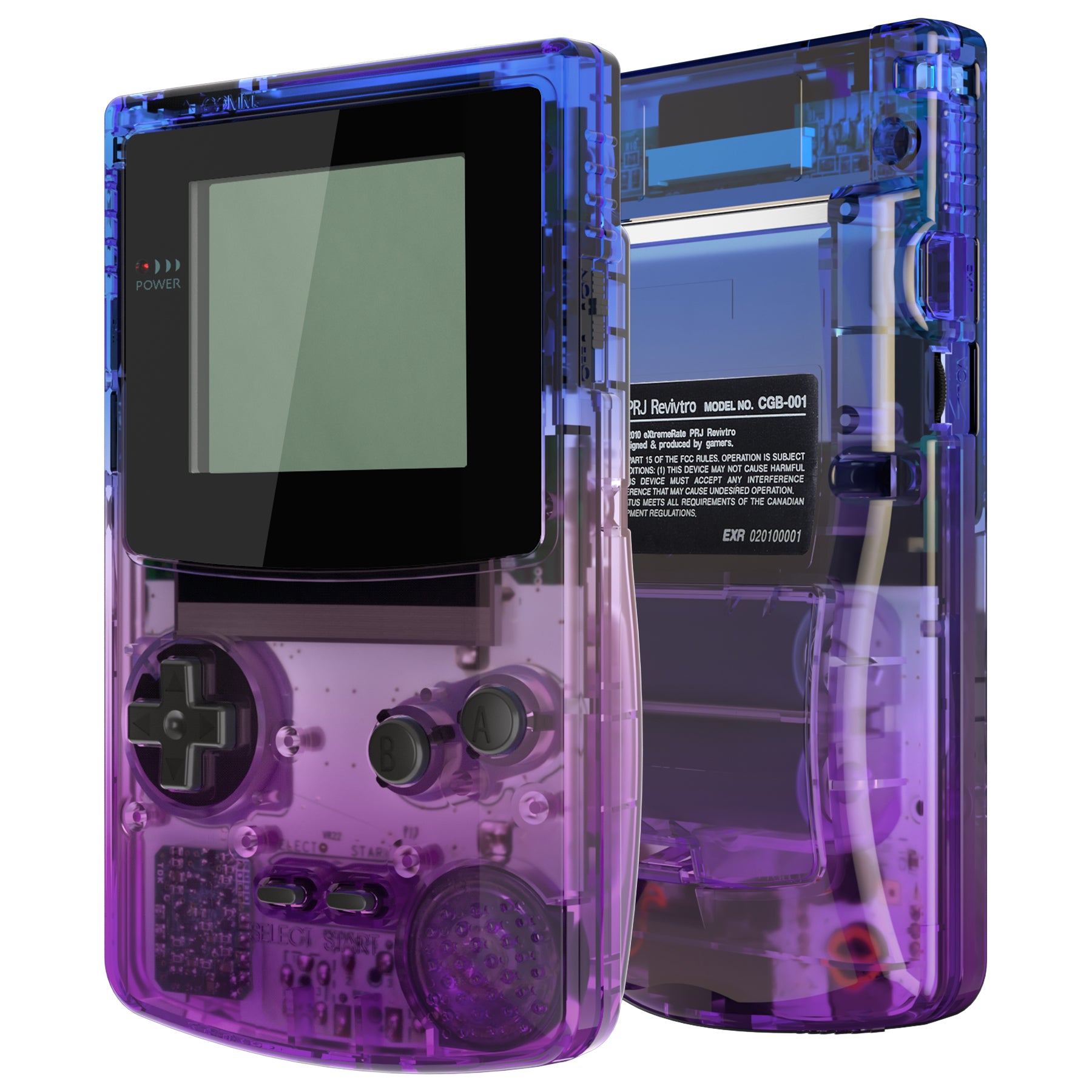 Gameboy Color Backing Shell IPS Ready Upgraded eXtremeRate Gradient Translucent Bluebell ...