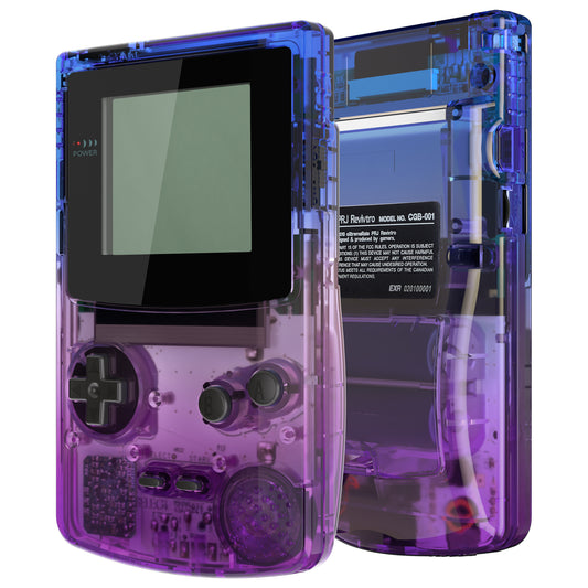IPS Ready Upgraded GBC Replacement Full Set Shells with Buttons for Gameboy Color, Compatible with GBC OSD IPS & Regular IPS & Standard LCD - Gradient Translucent Bluebell eXtremeRate