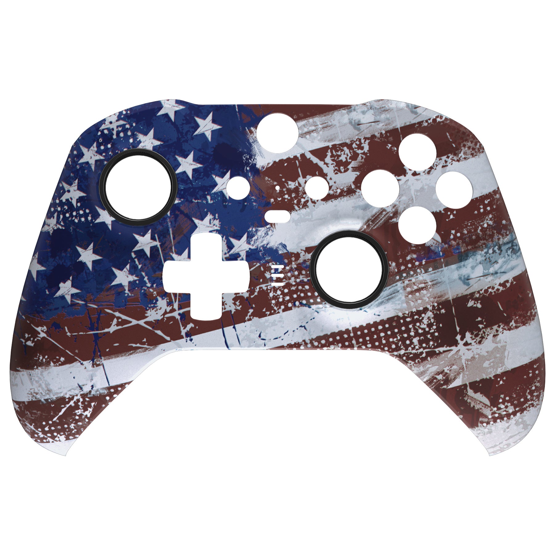 eXtremeRate Retail Impression US Flag Faceplate Cover, Soft Touch Front Housing Shell Case Replacement Kit for Xbox One Elite Series 2 Controller Model 1797 - Thumbstick Accent Rings Included - ELT146
