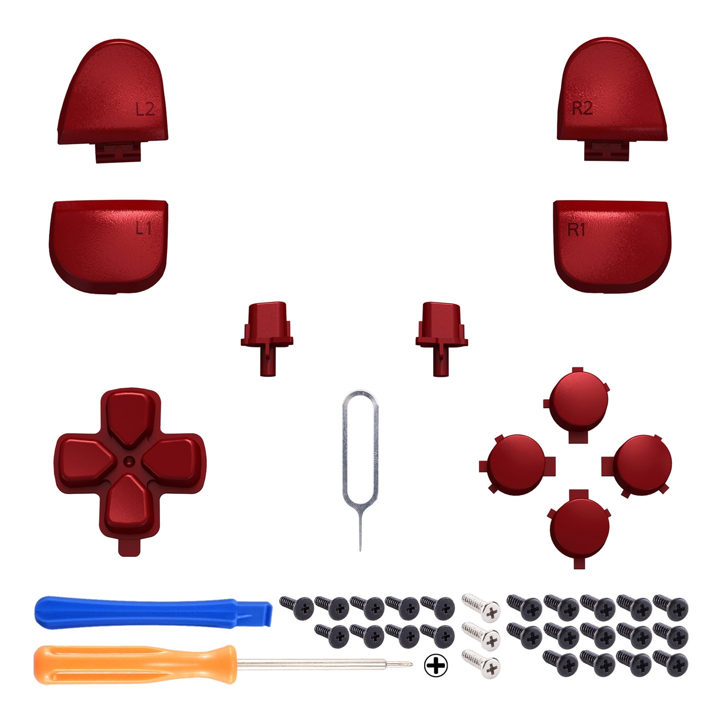 eXtremeRate Replacement Full Set Buttons Compatible with PS5 Controller BDM-030/040 - Scarlet Red