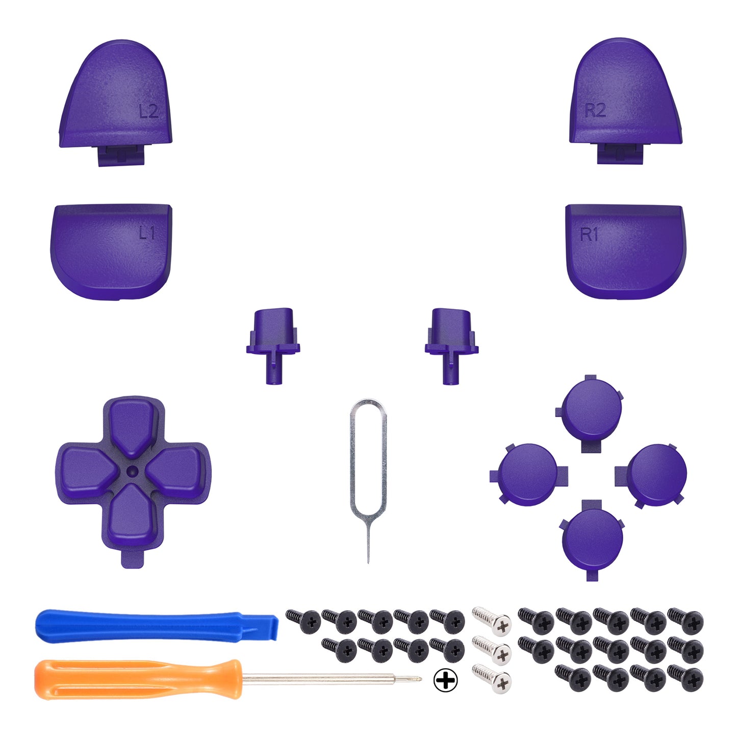 eXtremeRate Replacement Full Set Buttons Compatible with PS5 Controller BDM-030/040 - Purple