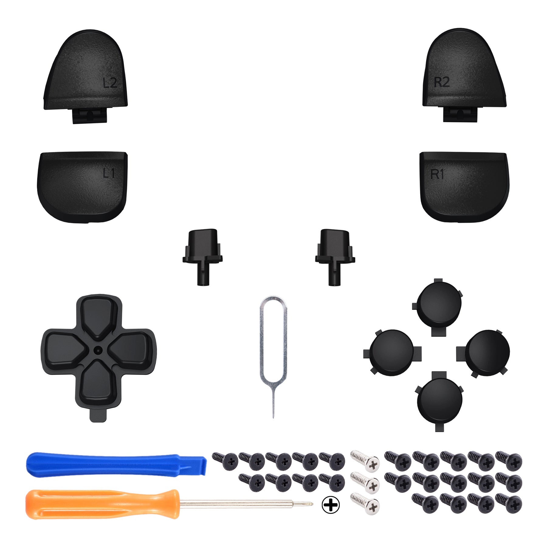 eXtremeRate Replacement Full Set Buttons Compatible with PS5 Controller BDM-030/040 - Black eXtremeRate