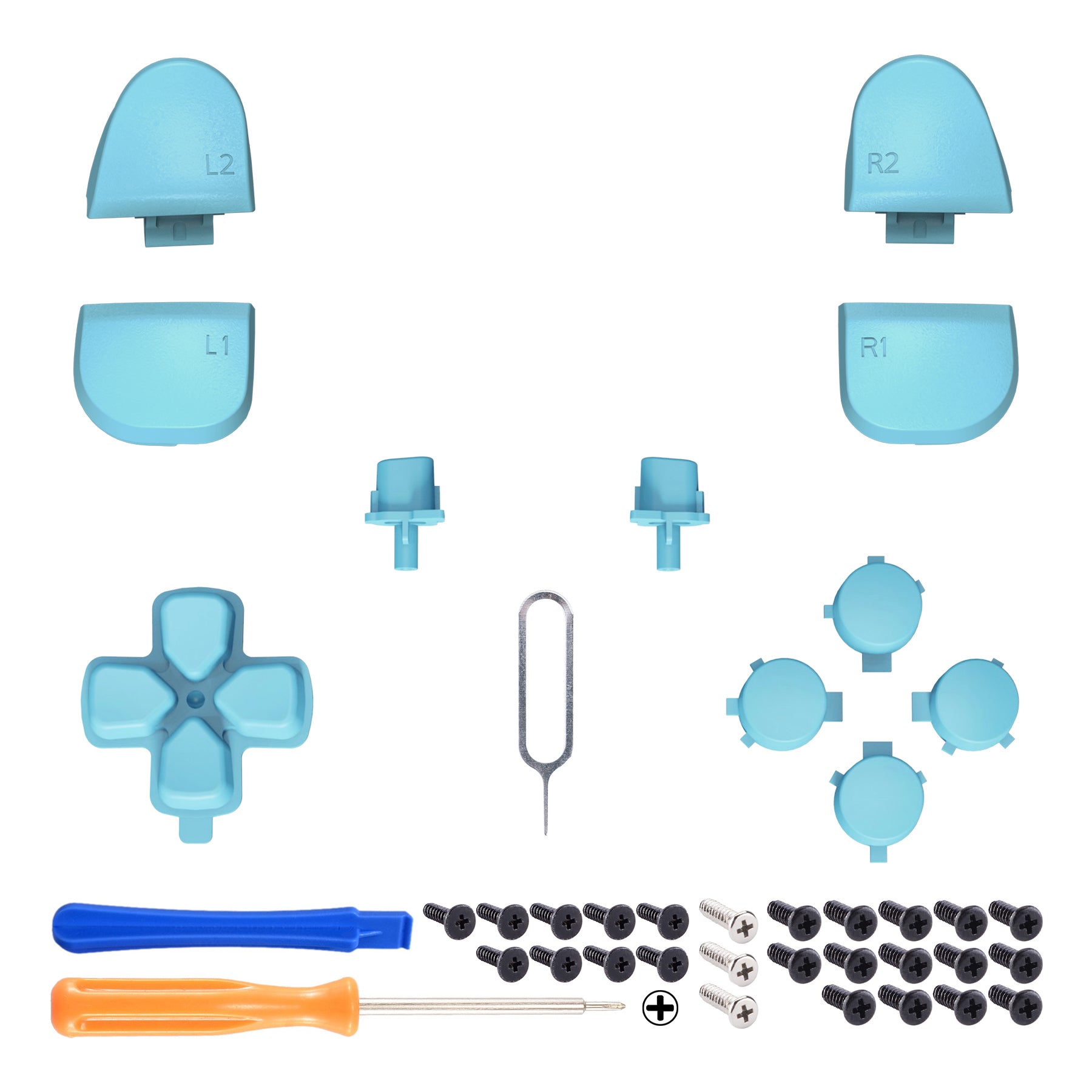 eXtremeRate Replacement Full Set Buttons Compatible with PS5 Controller BDM-030/040 - Heaven Blue eXtremeRate