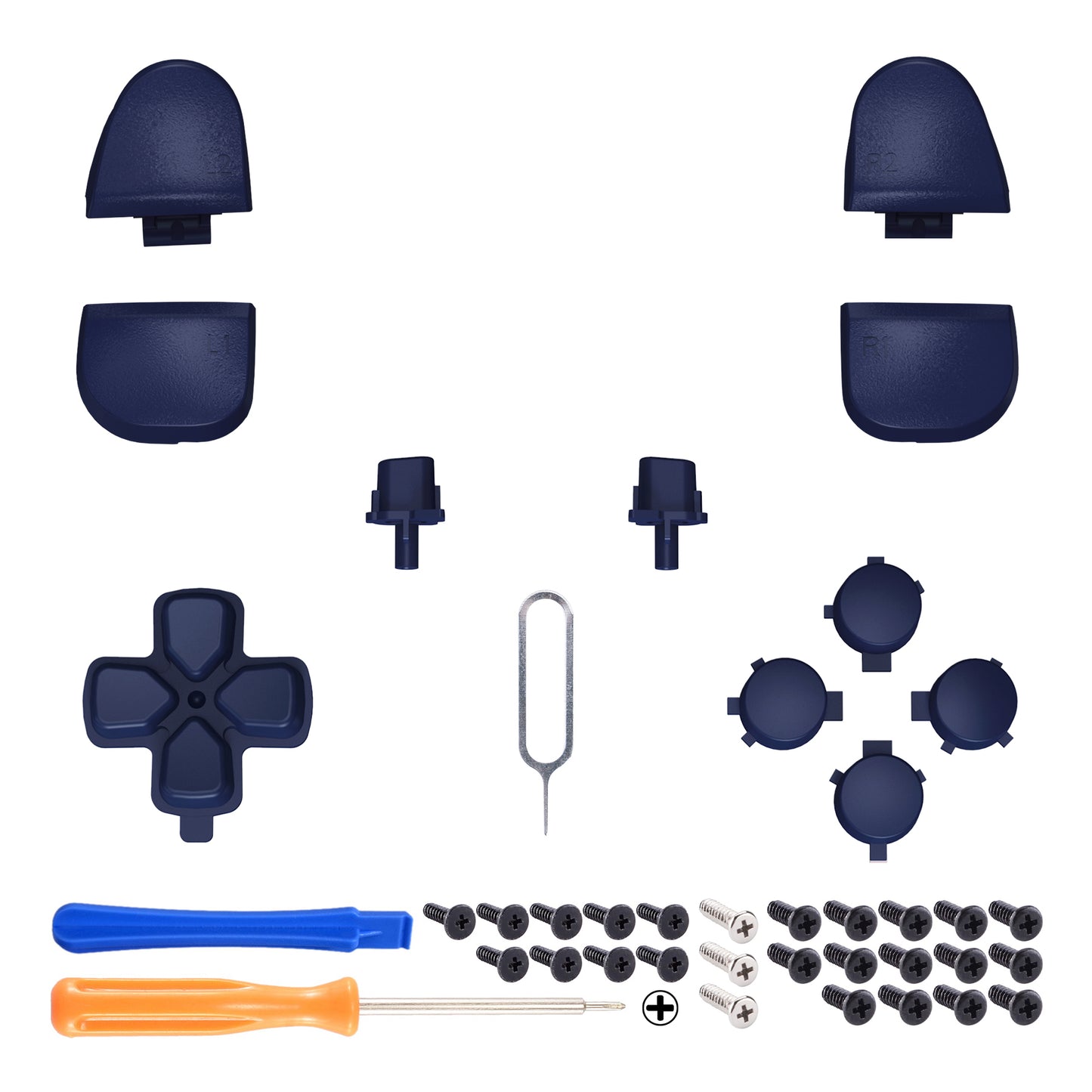 eXtremeRate Replacement Full Set Buttons Compatible with PS5 Controller BDM-030/040 - Midnight Blue eXtremeRate