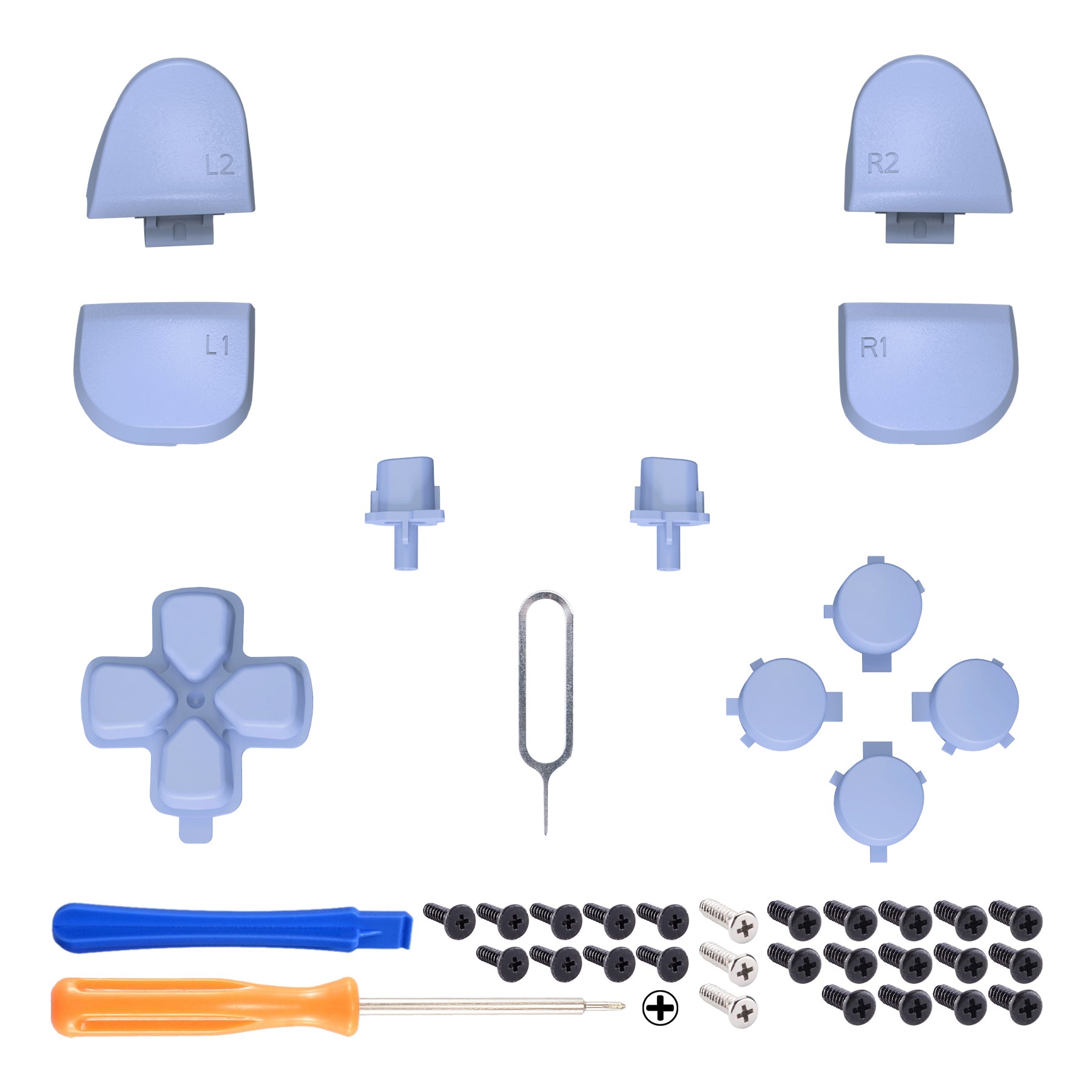 eXtremeRate Replacement Full Set Buttons Compatible with PS5 Controller BDM-030/040 - Light Violet eXtremeRate