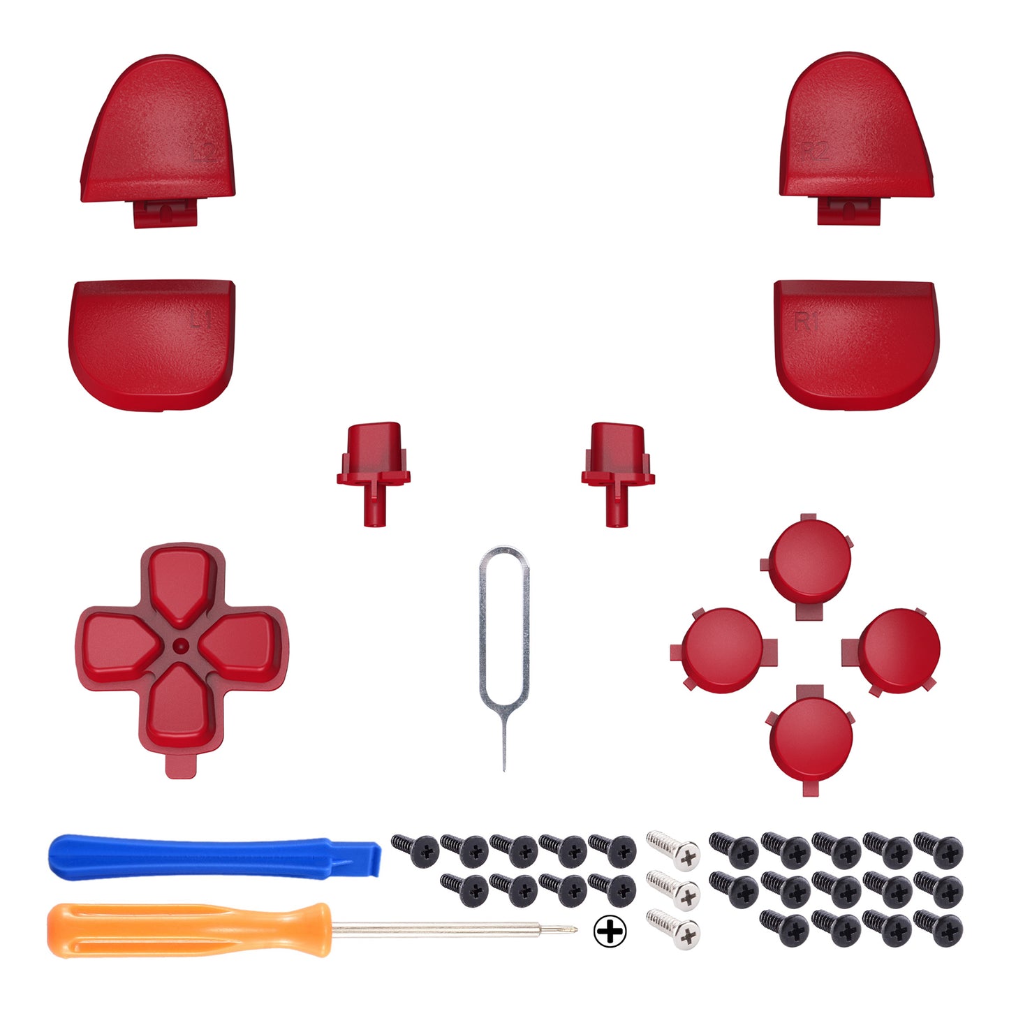 eXtremeRate Replacement Full Set Buttons Compatible with PS5 Controller BDM-030/040 - Passion Red eXtremeRate