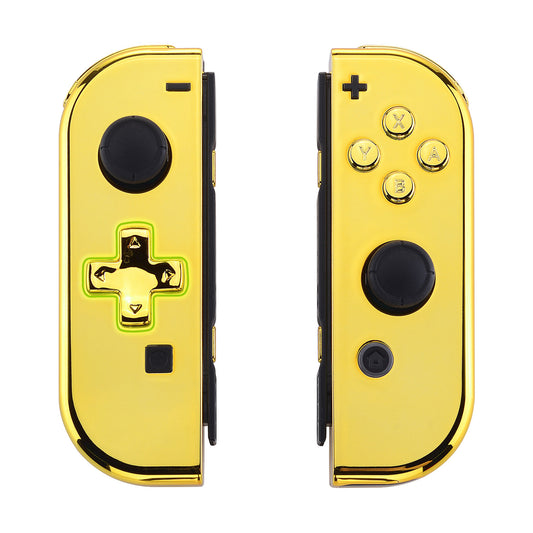 eXtremeRate Dpad Version Replacement Full Set Shell Case with Buttons for Joycon of NS Switch - Chrome Gold eXtremeRate