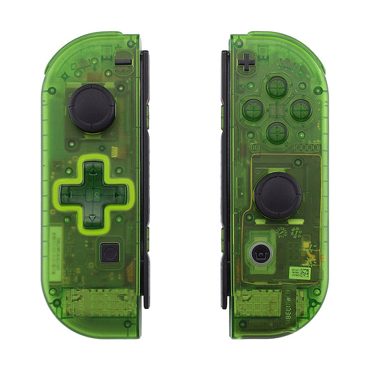 eXtremeRate Dpad Version Replacement Full Set Shell Case with Buttons for Joycon of NS Switch - Transparent Clear Green eXtremeRate