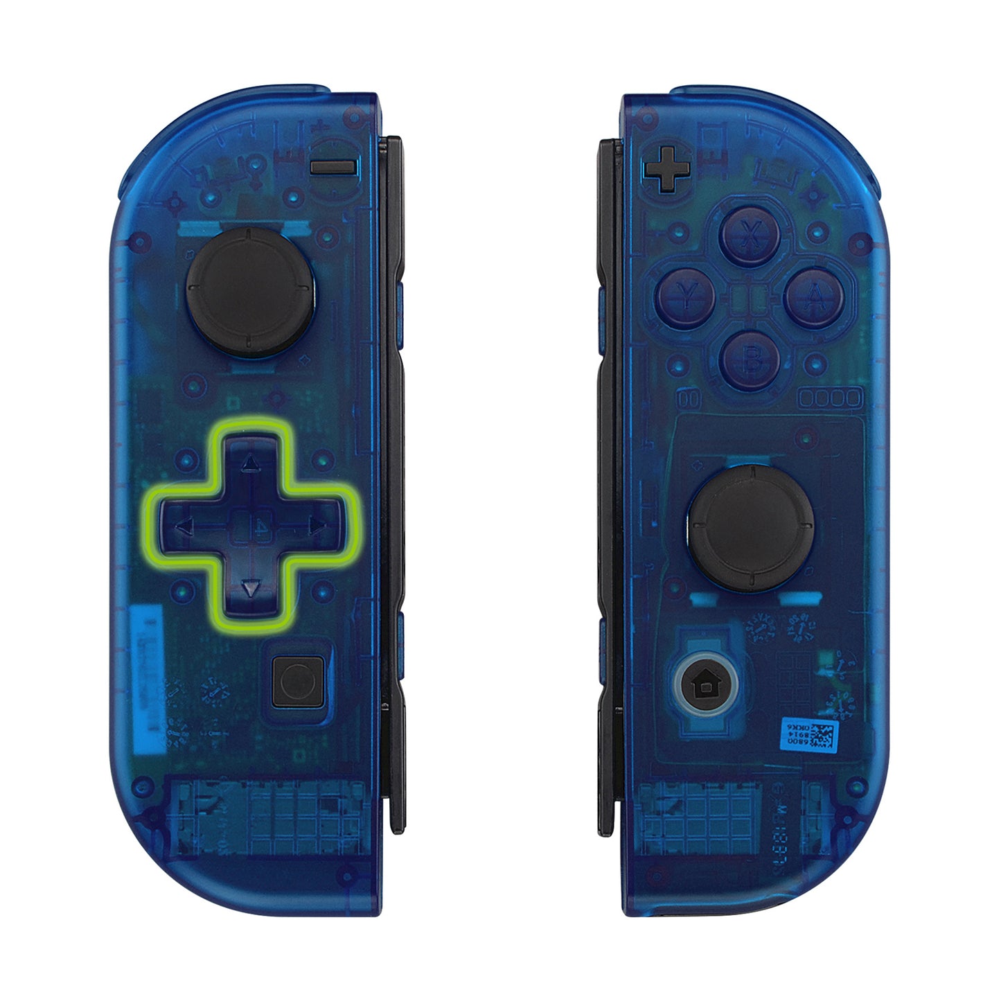 eXtremeRate Dpad Version Replacement Full Set Shell Case with Buttons for Joycon of NS Switch - Transparent Clear Blue eXtremeRate