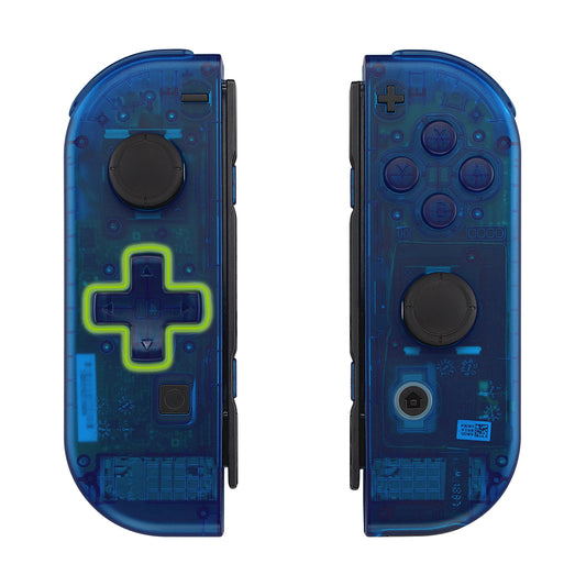 eXtremeRate Dpad Version Replacement Full Set Shell Case with Buttons for Joycon of NS Switch - Transparent Clear Blue eXtremeRate