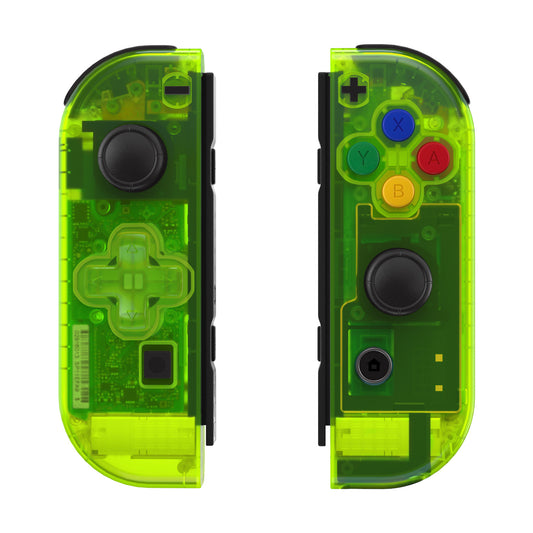 eXtremeRate Dpad Version Replacement Full Set Shell Case with Buttons for Joycon of NS Switch - Clear Lime Green