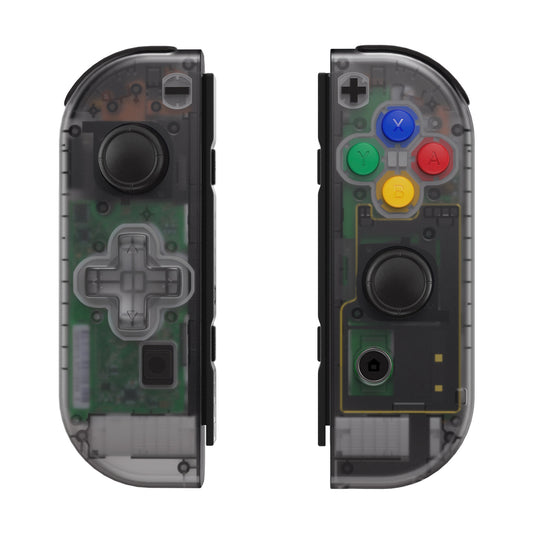 eXtremeRate Dpad Version Replacement Full Set Shell Case with Buttons for Joycon of NS Switch - Clear Black eXtremeRate