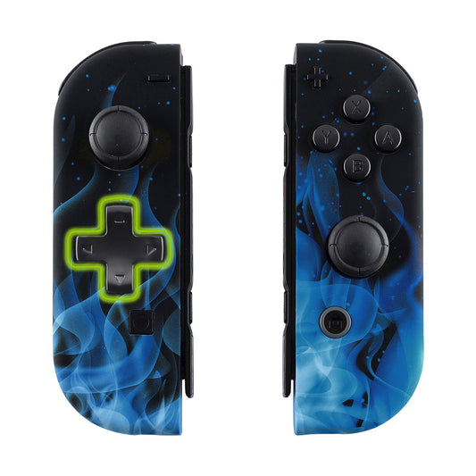 eXtremeRate Dpad Version Replacement Full Set Shell Case with Buttons for Joycon of NS Switch - Blue Flame eXtremeRate