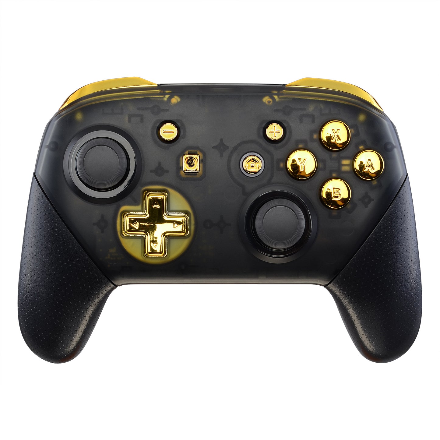eXtremeRate Retail Chrome Gold Repair ABXY D-pad ZR ZL L R Keys for Nintendo Switch Pro Controller, Glossy DIY Replacement Full Set Buttons with Tools for Nintendo Switch Pro - Controller NOT Included - KRD401