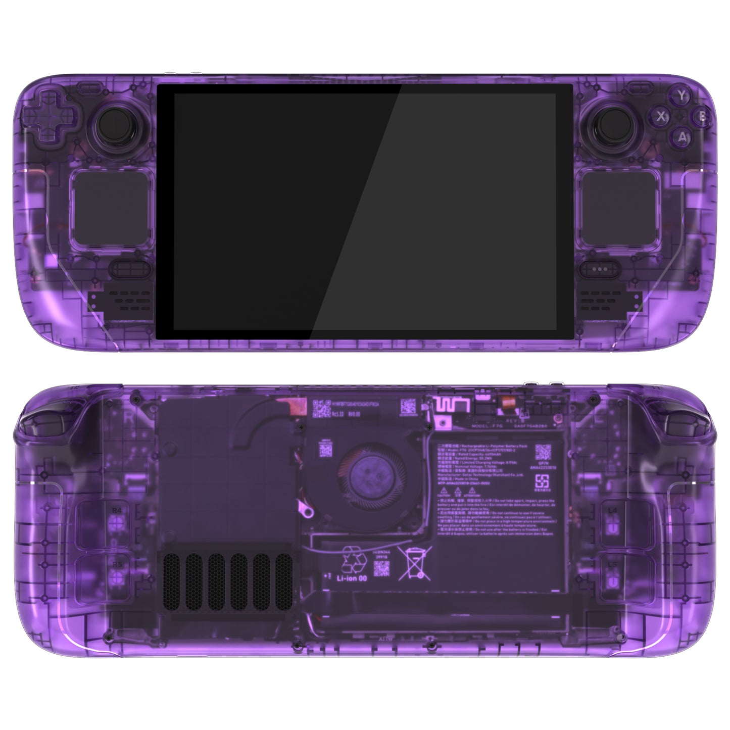 eXtremeRate Replacement Full Set Shell with Buttons for Steam Deck OLED - Clear Atomic Purple