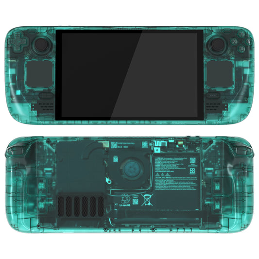 eXtremeRate Replacement Full Set Shell with Buttons for Steam Deck OLED - Clear Emerald Green