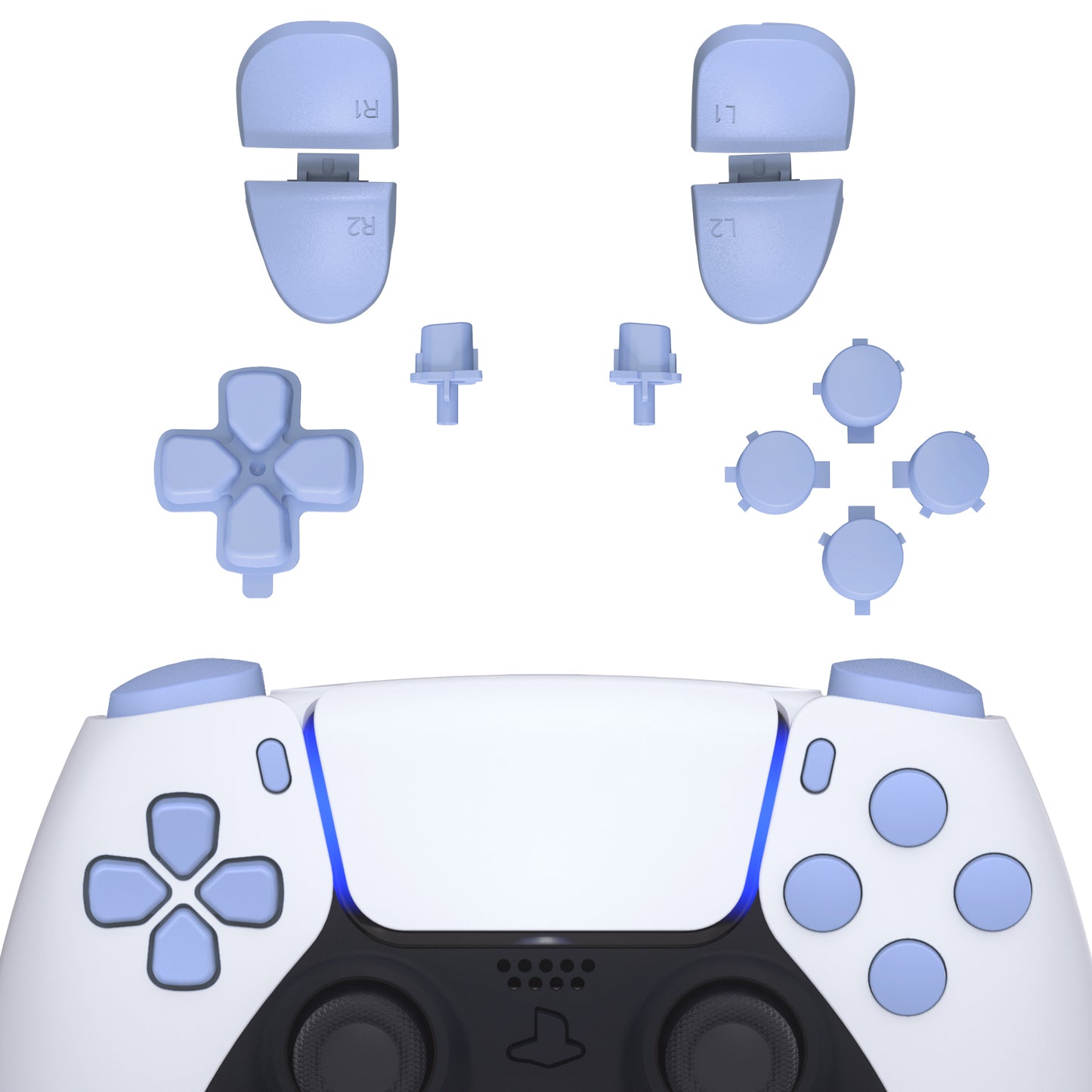 eXtremeRate Retail Replacement D-pad R1 L1 R2 L2 Triggers Share Options Face Buttons, Light Violet Full Set Buttons Compatible with ps5 Controller BDM-030 - JPF1015G3