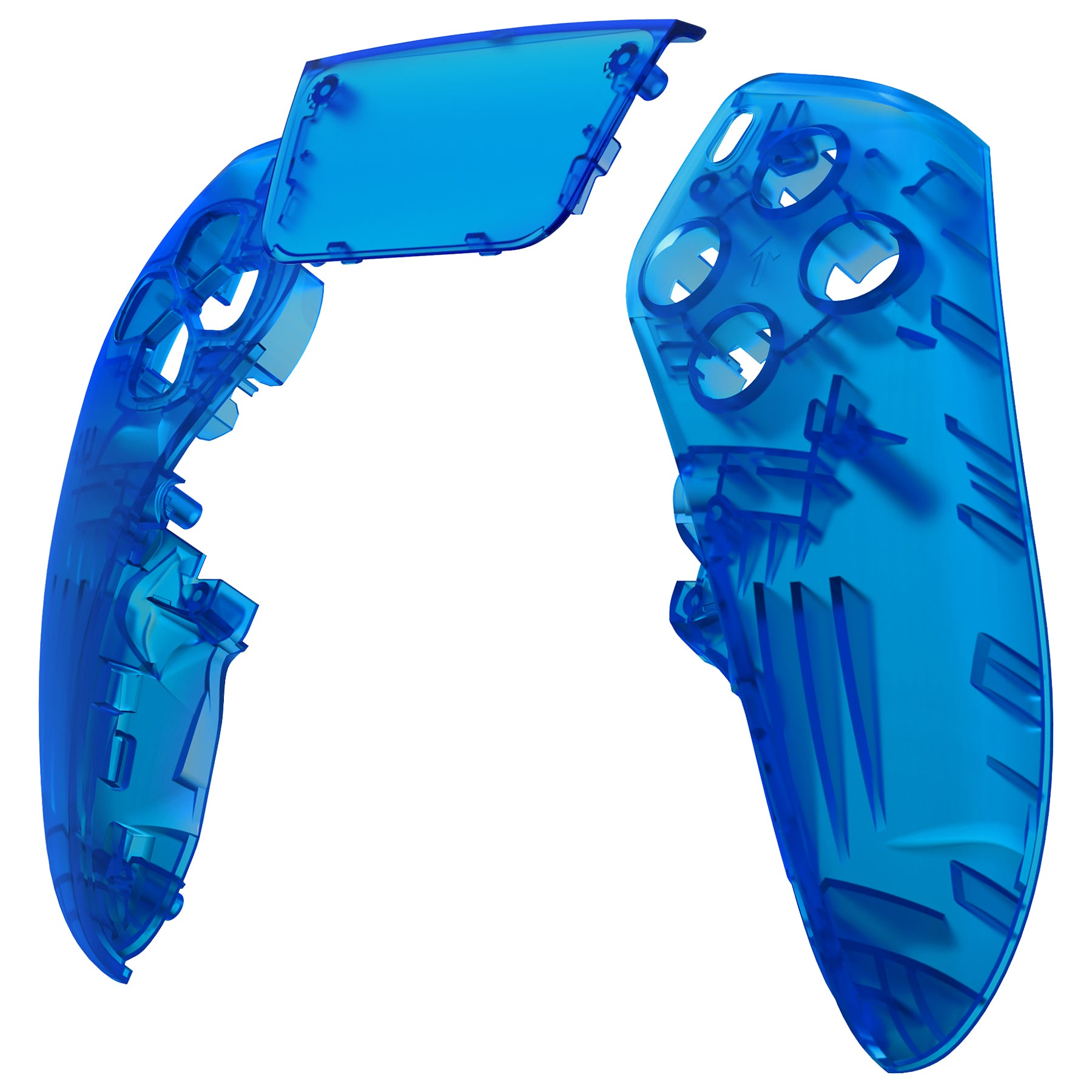 eXtremeRate Replacement Left Right Front Housing Shell with Touchpad  Compatible with PS5 Edge Controller - Clear Blue