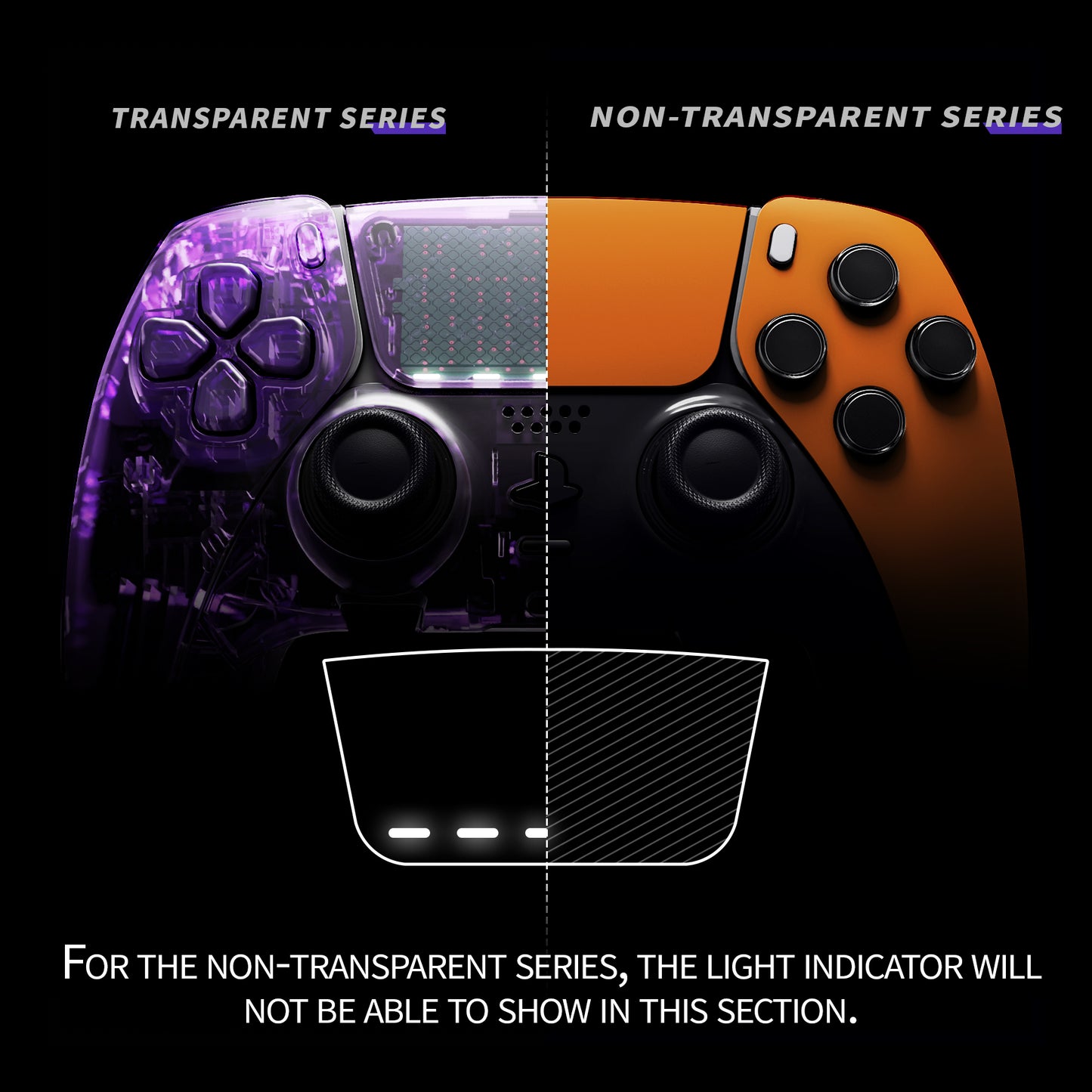 Replacement Left Right Front Housing Shell with Touchpad Compatible with PS5 Edge Controller - Orange eXtremeRate