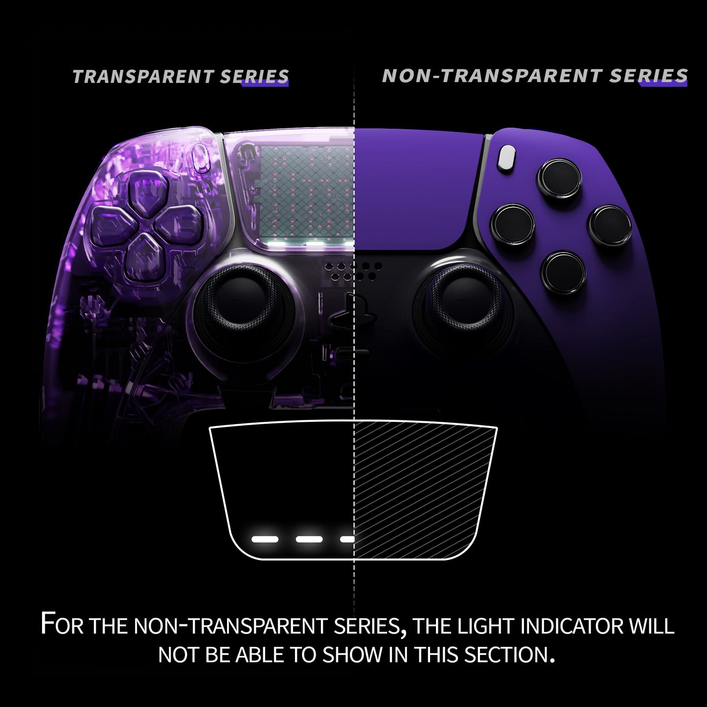 Replacement Left Right Front Housing Shell with Touchpad Compatible with PS5 Edge Controller - Purple eXtremeRate