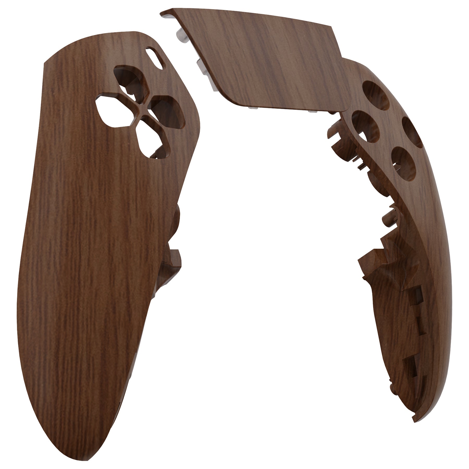 Replacement Left Right Front Housing Shell with Touchpad Compatible with PS5 Edge Controller - Wood Grain eXtremeRate