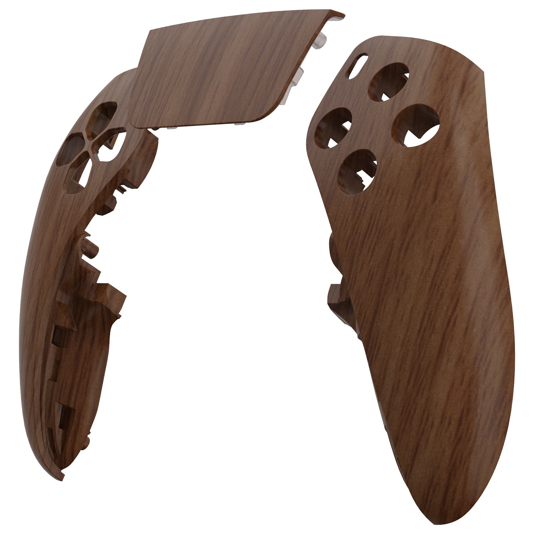 Replacement Left Right Front Housing Shell with Touchpad Compatible with PS5 Edge Controller - Wood Grain eXtremeRate