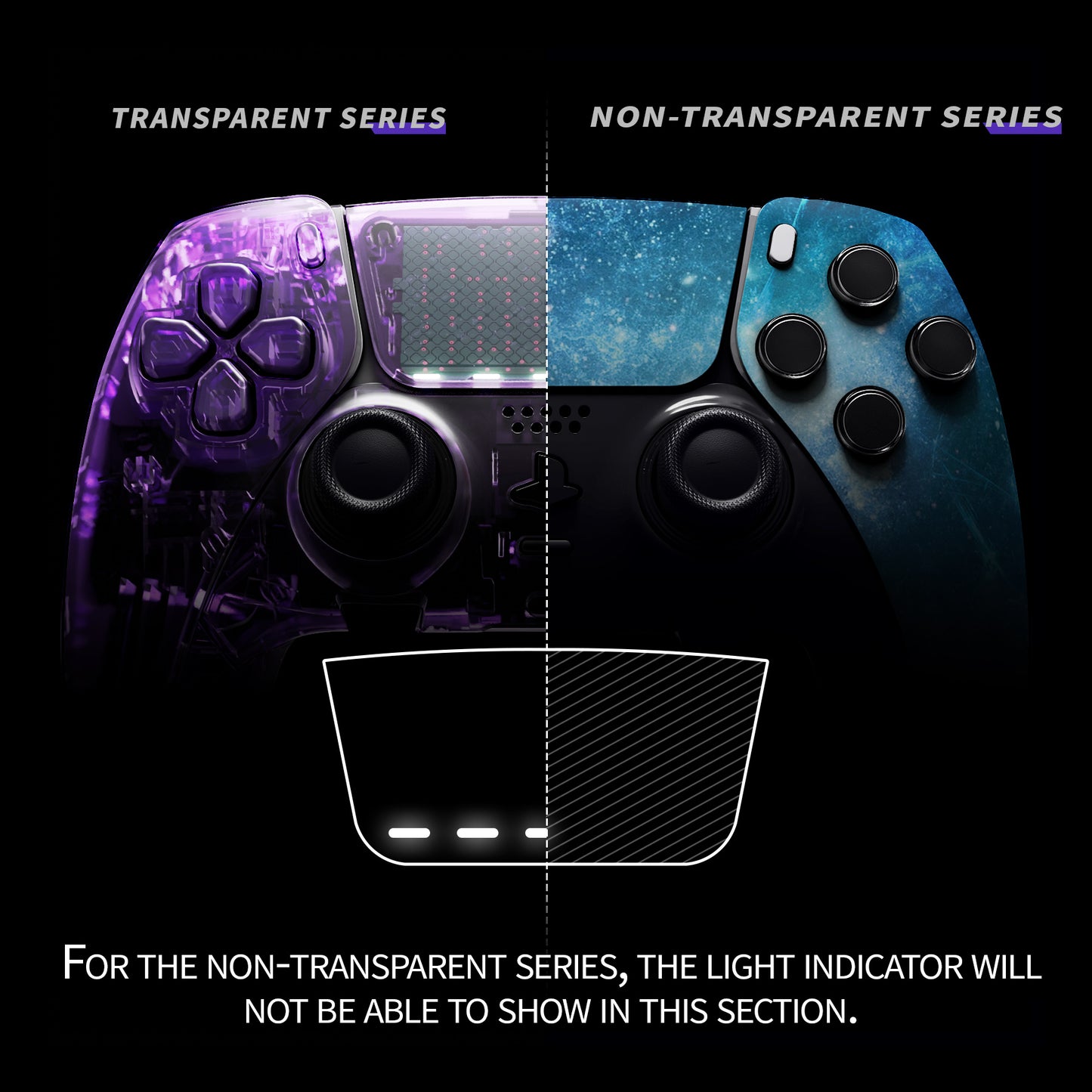 Replacement Left Right Front Housing Shell with Touchpad Compatible with PS5 Edge Controller - Blue Nebula eXtremeRate