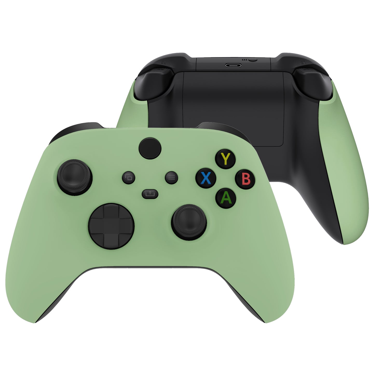 eXtremeRate Retail Soft Touch Matcha Green Replacement Handles Shell for Xbox Series X Controller, Custom Side Rails Panels Front Housing Shell Faceplate for Xbox Series S Controller - Controller NOT Included - ZX3P317