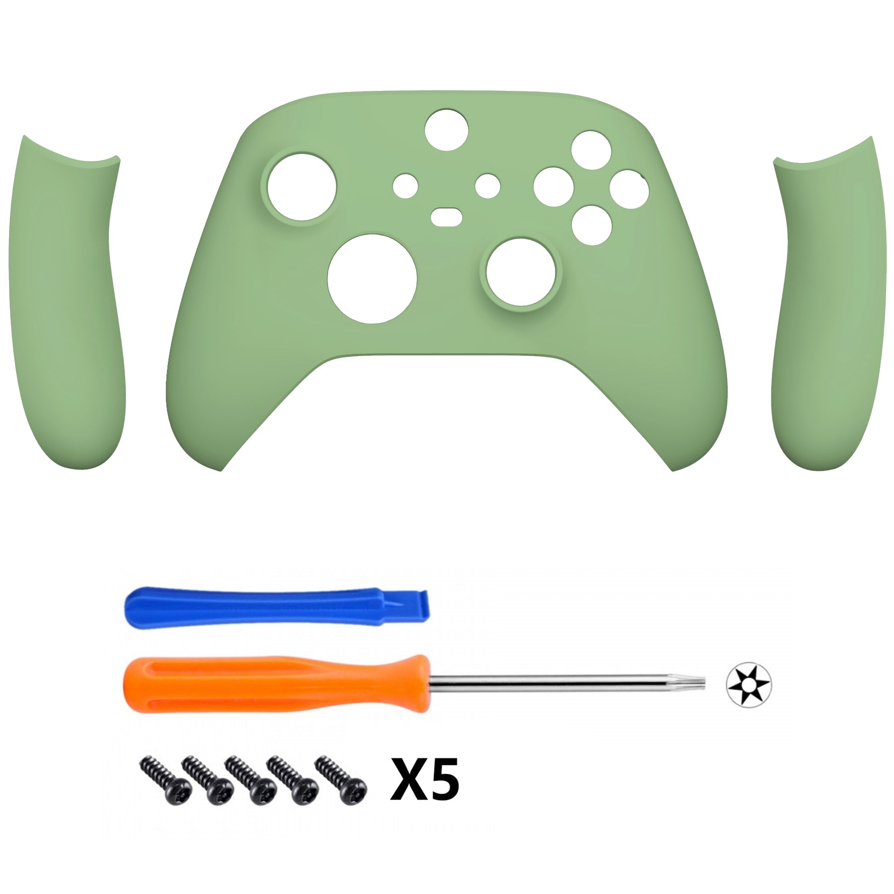 ソフトタッチ抹茶グリーンXboxシリーズXコントローラー用交換ハンドルシェル、XboxシリーズSコントローラー用カスタムサイドレールパネルフロントハウジングシェルフェイスプレート  - コントローラーは含まれません - ZX3P317